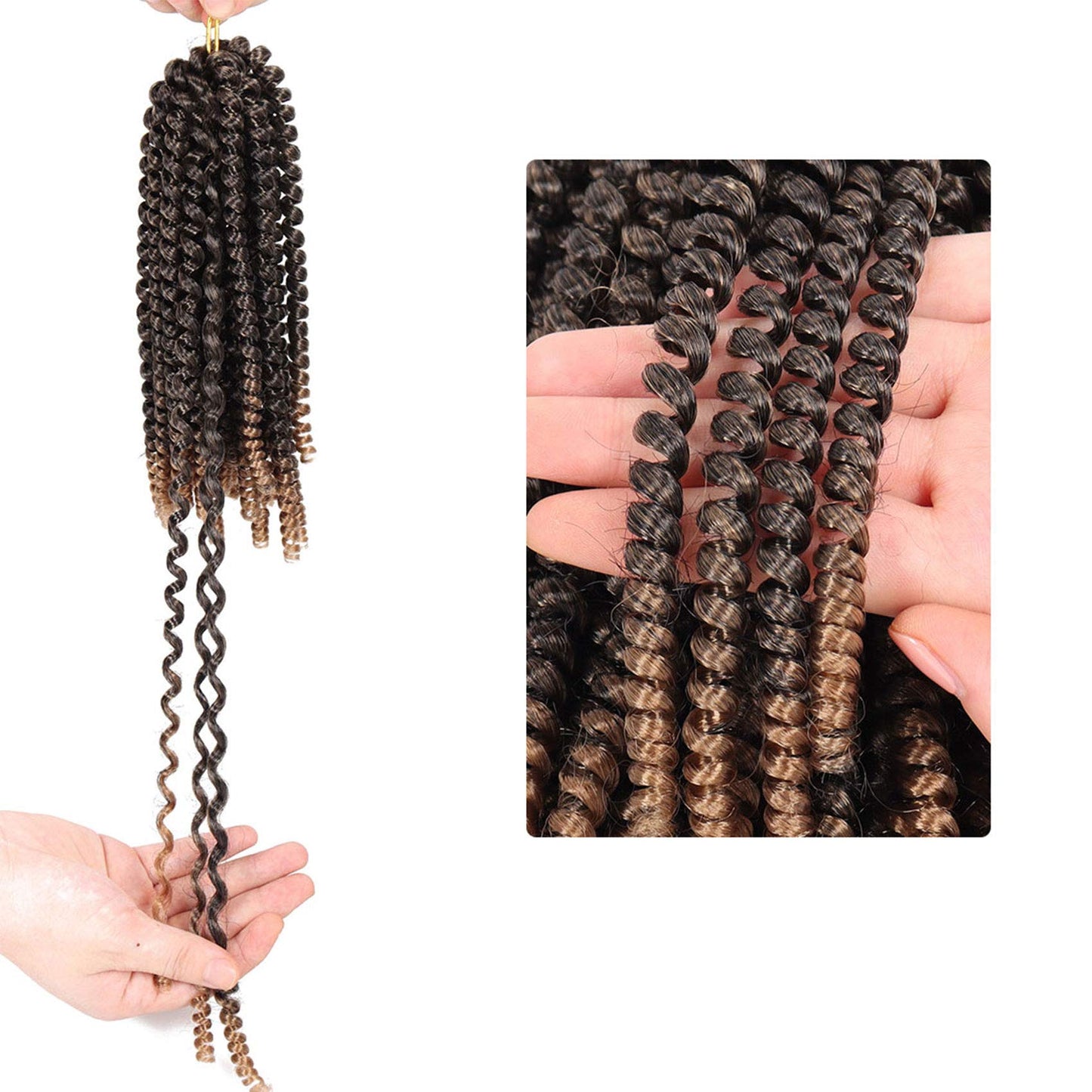 7 Packs Spring Twist Braiding Hair Spring Twists Bomb Twist Hair Synthetic Fiber Fluffy Twist Crochet Braids Low Temperature Fiber Crochet Hair for Women Braiding Hair (8inch,T1B/27)