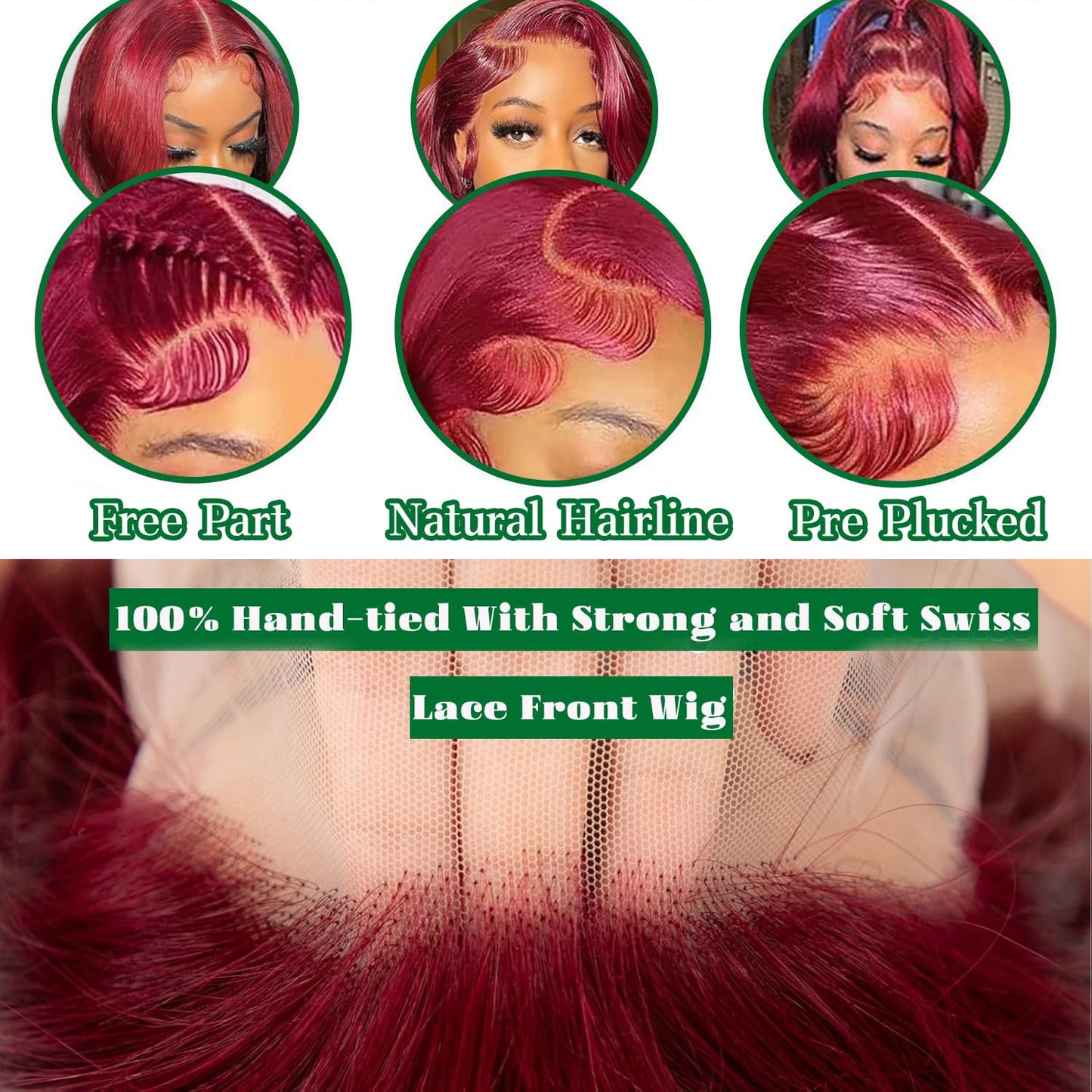 99J Burgundy Wig Human Hair 13x6 Body Wave Lace Front Wigs Human Hair 180% Density 99j Burgundy Lace Front Wigs Human Hair Red Wine Glueless Wigs Human Hair Pre Plucked for Women 20 Inch