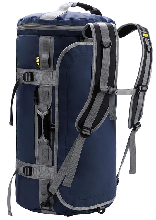 MIER Large Duffel Backpack Sports Gym Bag with Shoe Compartment, Heavy Duty and Water Resistant, Navy Blue, 45L