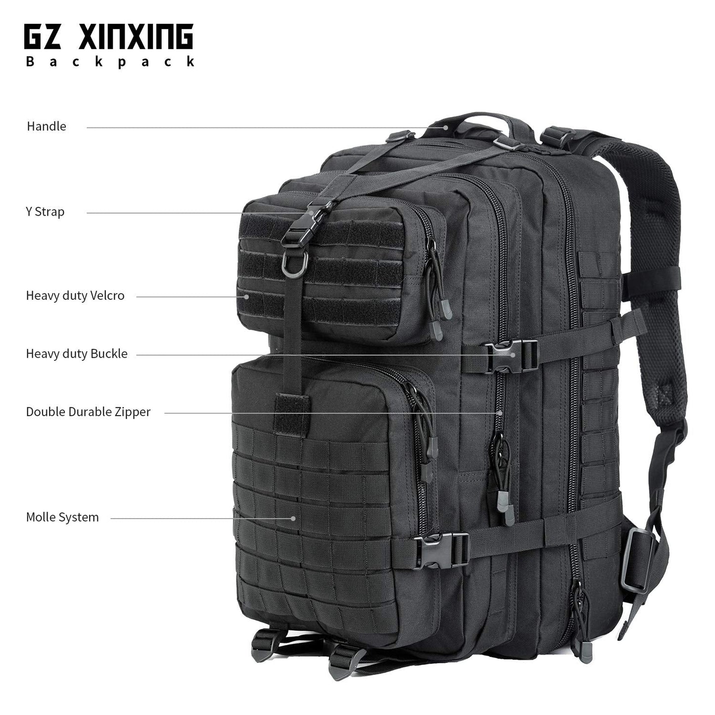 GZ XINXING 45L Large 3 Day Molle Assault Pack Military Tactical Army Backpack Bug Out Bag Rucksack Daypack