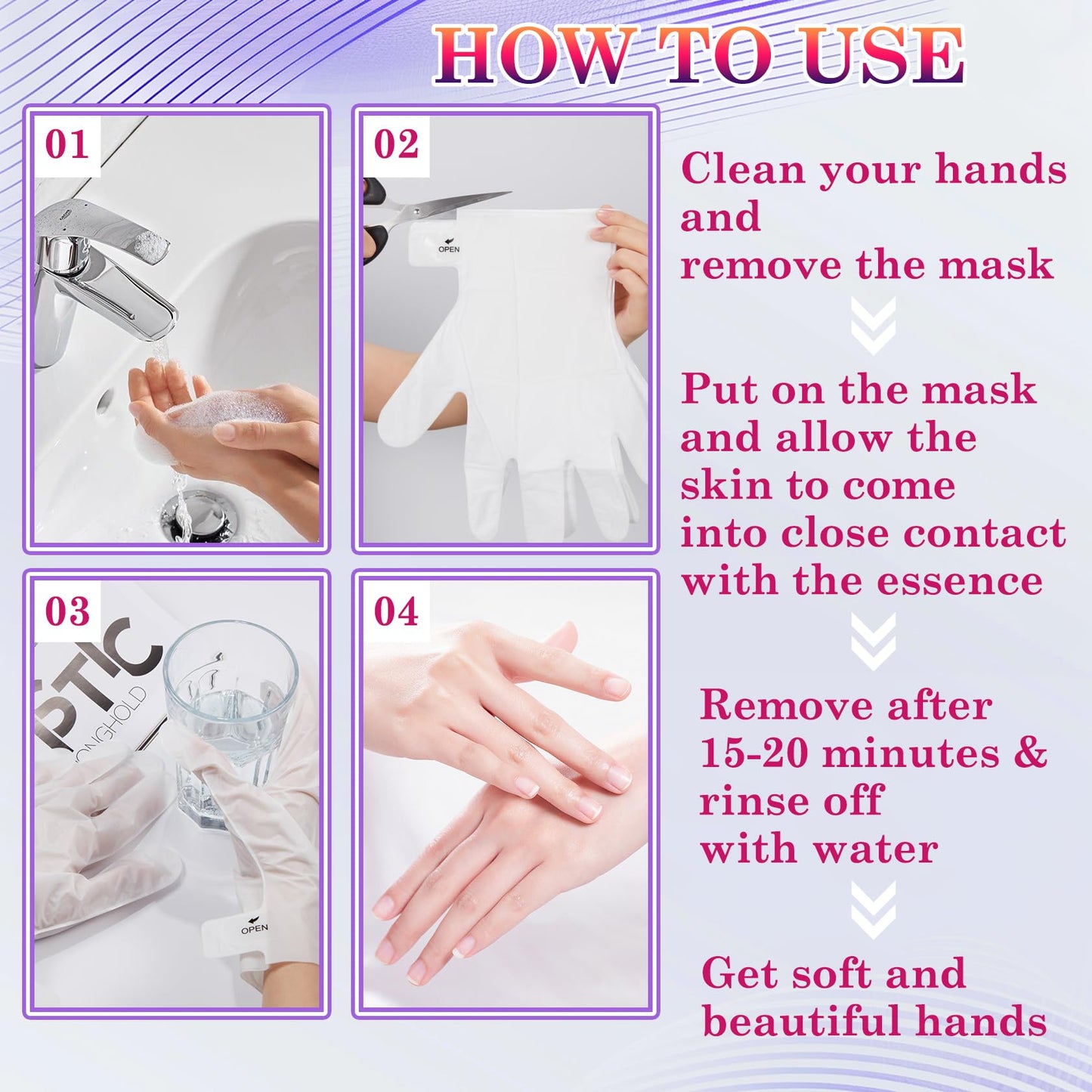 LZYLLS 6 Pairs Hand Masks Moisturizing Gloves, Hydrating Hand Mask Moisturizer Gloves Care for Dry Cracked Hands, Smooth Long Lasting Soft Firming Hand Mask Gift Set for Men Women（N