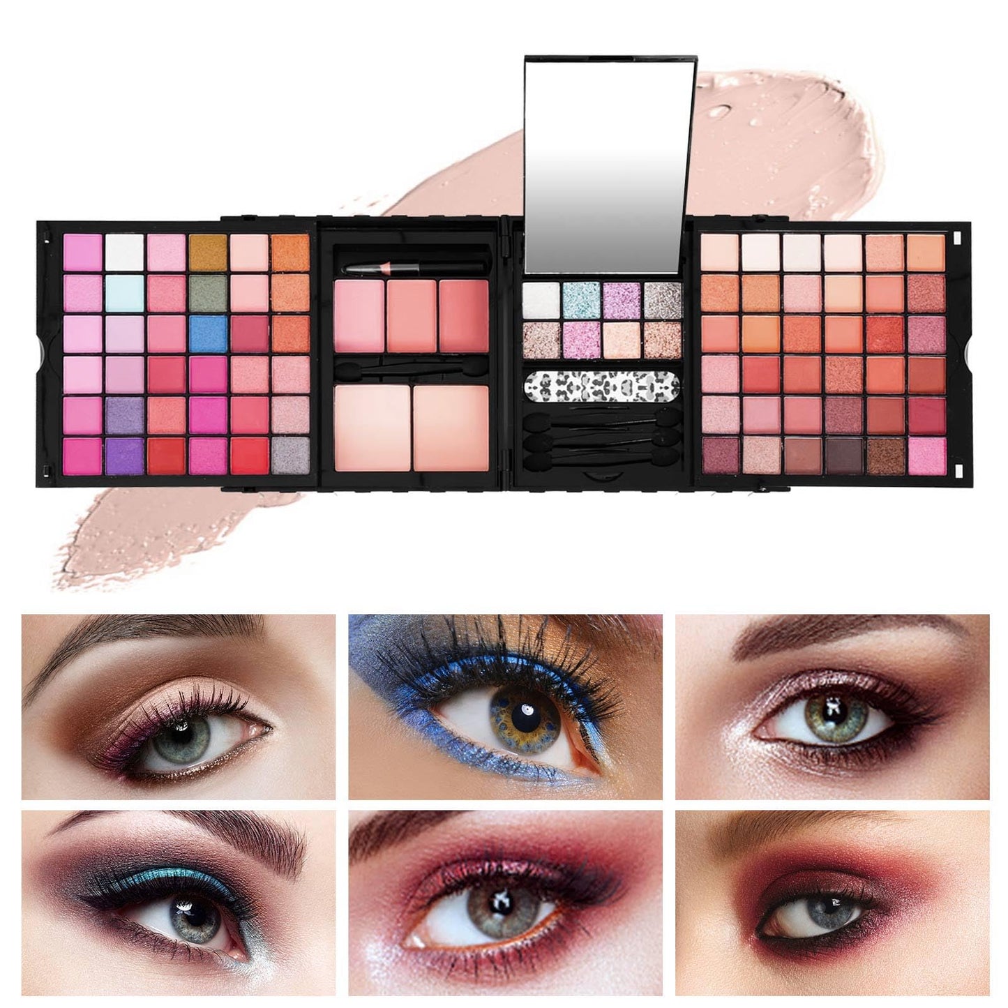 86 colors Professional Makeup Kit,All In One Makeup Set for Women, Include 72 Eye Shadows, 8 Shimmers, 3 Blushes, 2 Powders, 1 Eyebrow Pencil, 1 Nail File, Makeup Gift Set for women(015N)