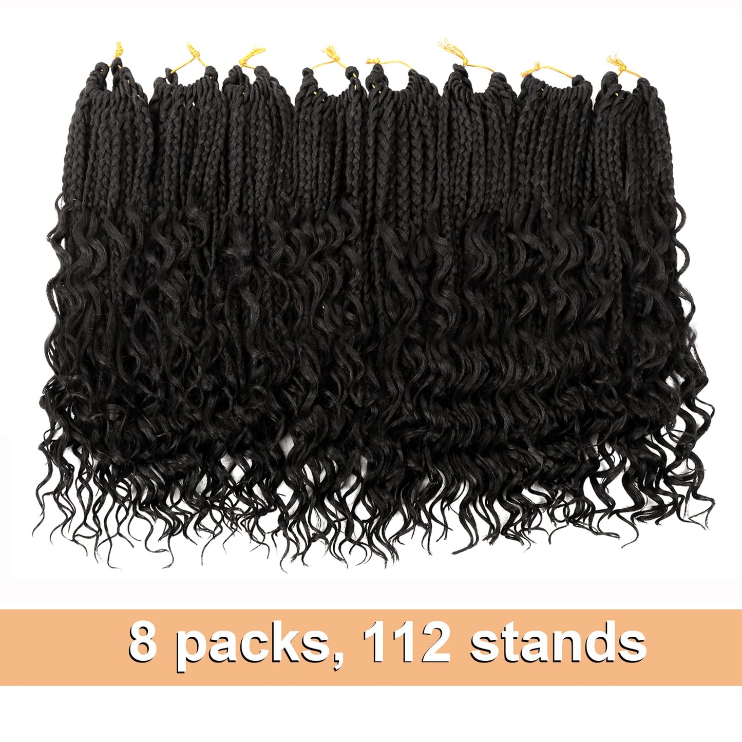 Goddess Box Braids Crochet Hair With Curly Ends 12 Inch Bohomian Box Braids Crochet Braids 8 Packs 3X Crochet Braids Synthetic Braiding Hair Extension for Black Women(12 Inch (Pack of 8), #2)………