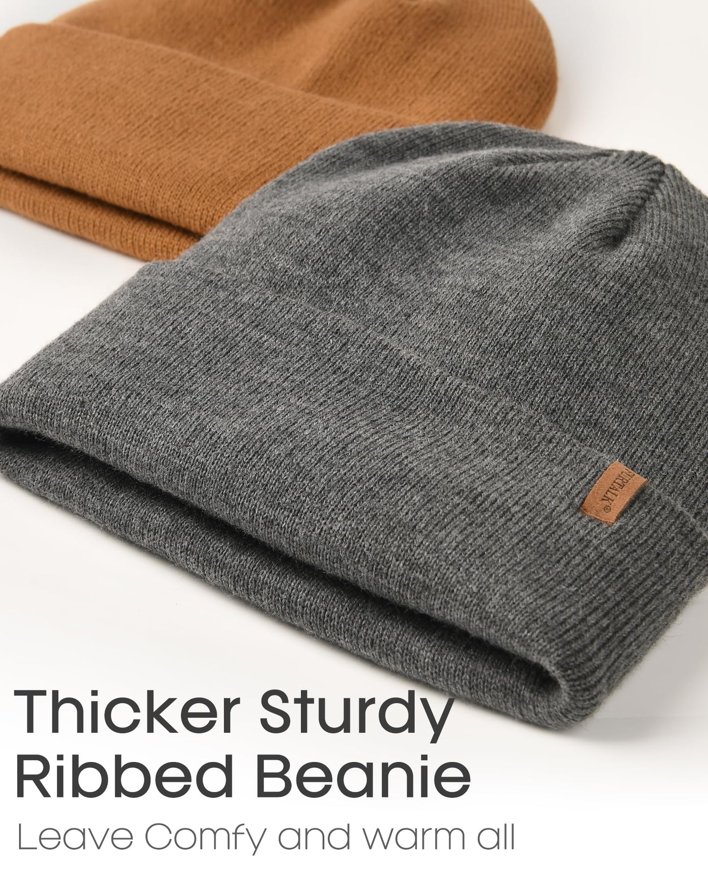 FURTALK Beanie for Men Women Cuffed Thick Knitted Unisex Winter Hat Beanies Skull Cap Grey