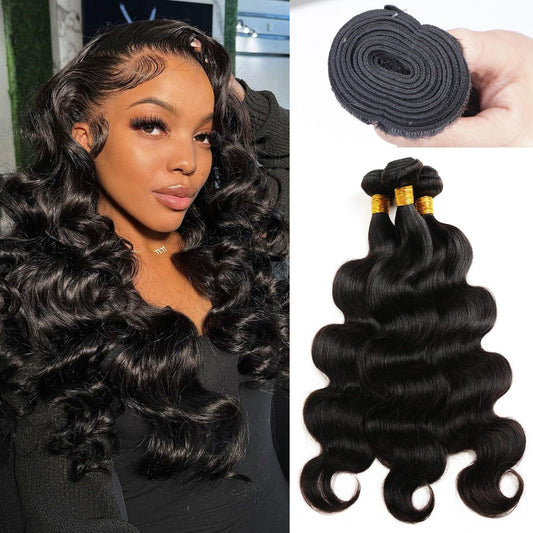 12A Virgin Human Hair Bundles 20 22 24 Inch Body Wave 100% Brazilian Bundles Human Hair Natural Black 3 Bundles Deals (20 22 24)