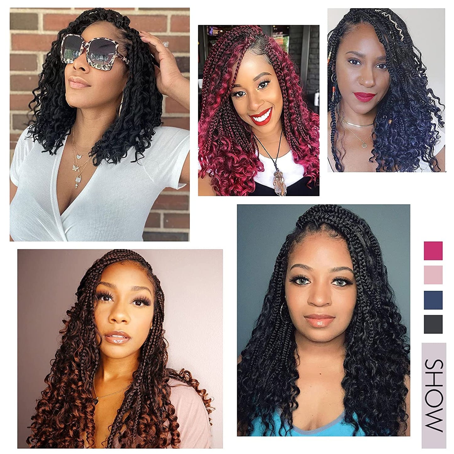 Goddess Box Braids Crochet Hair With Curly Ends 12 Inch Bohomian Box Braids Crochet Braids 8 Packs 3X Crochet Braids Synthetic Braiding Hair Extension for Black Women(12 Inch (Pack of 8), #2)………