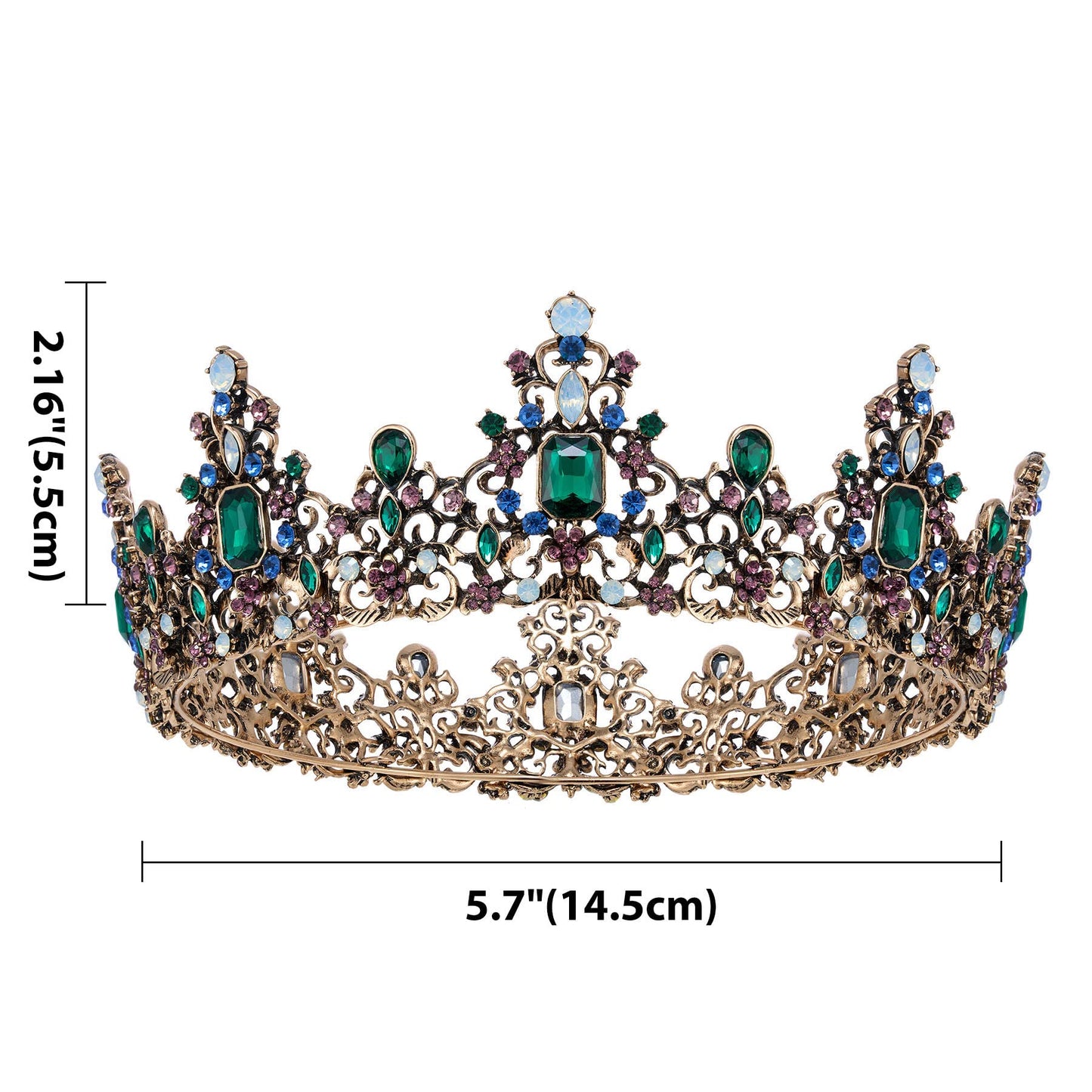 SWEETV Queen Crown for Women - Baroque Wedding Tiaras and Crowns, Jeweled Costume Tiara Princess Crown, Prom Birthday Party Halloween Hair Accessories,Green