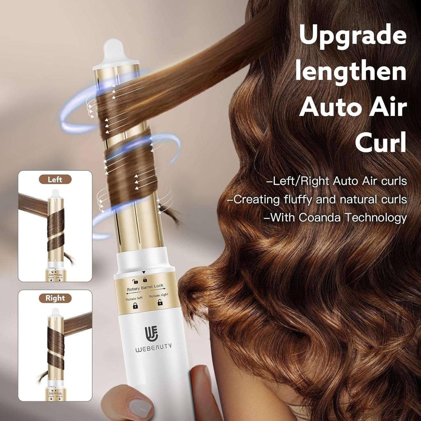 Hair Dryer Brush, webeauty 5 in 1 One Step Professional Hot Air Brush Set for Fast Drying, Curling Drying, Straightening Combing, Hair Styler [Ceramic Coating] [Negative Ion] 110000 RPM (White)