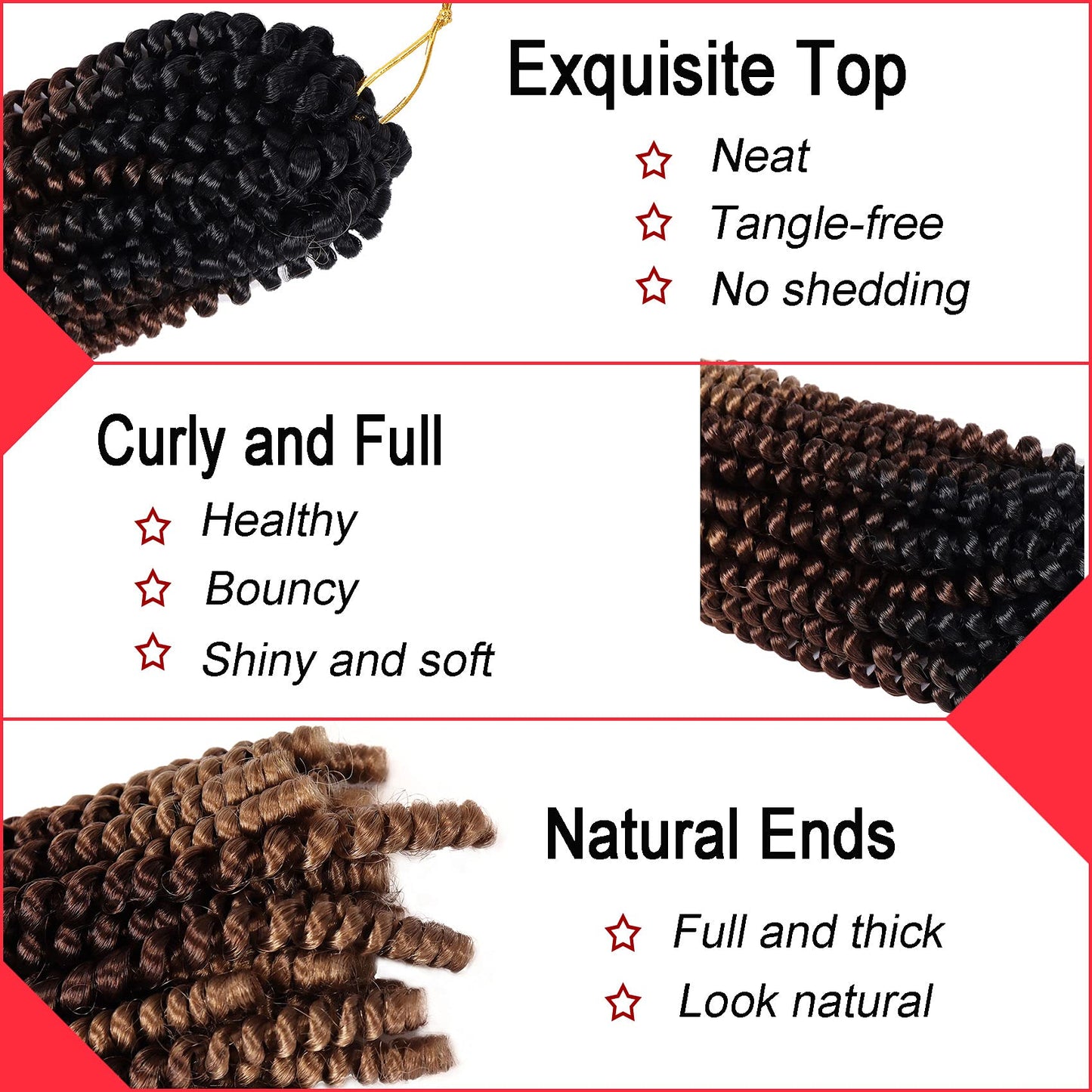 6 Packs Spring Twist Braiding Hair Bomb Twist Hair Synthetic Fiber Fluffy Twist Crochet Braids Low Temperature Hair for Women Braiding Hair(8inch,T1B/30/27)