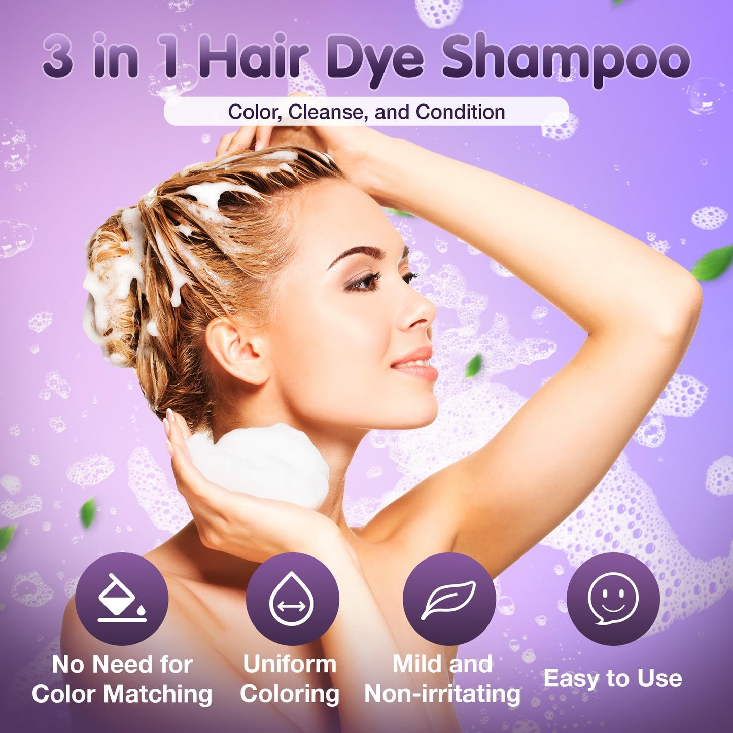 Leorx 3 In 1 Dark Brown Hair Dye For Gray Hair - Instant Herbal Coloring Shampoo For Women & Men - Shampoo Para Canas Mujer