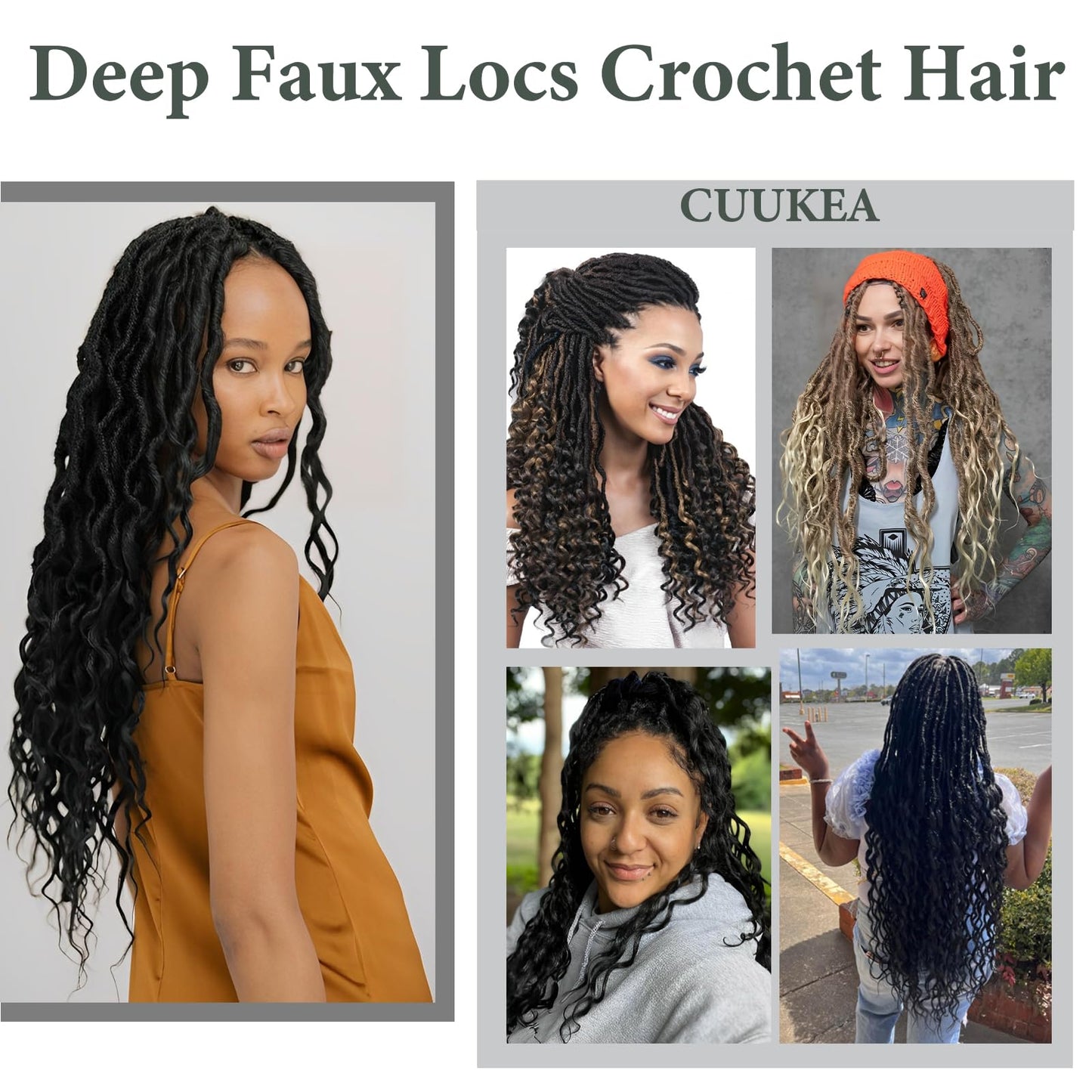 Deep Faux Locs Crochet Hair 14 Inch 8 Packs Goddess Locs Crochet Hair Pre Looped Curly Crochet Hair for Black Women Soft Locs Crochet Braids with Curly Ends (Black mixed Dark Brown)