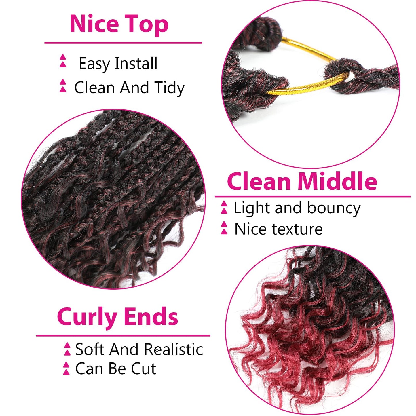14inch Goddess Box Braids Crochet Hair Crochet Box Braids Curly Ends 3X Bohemian Crochet Box Braids Hair Synthetic Crochet Hair Extensions (14inch(Pack of 8), TBUG)