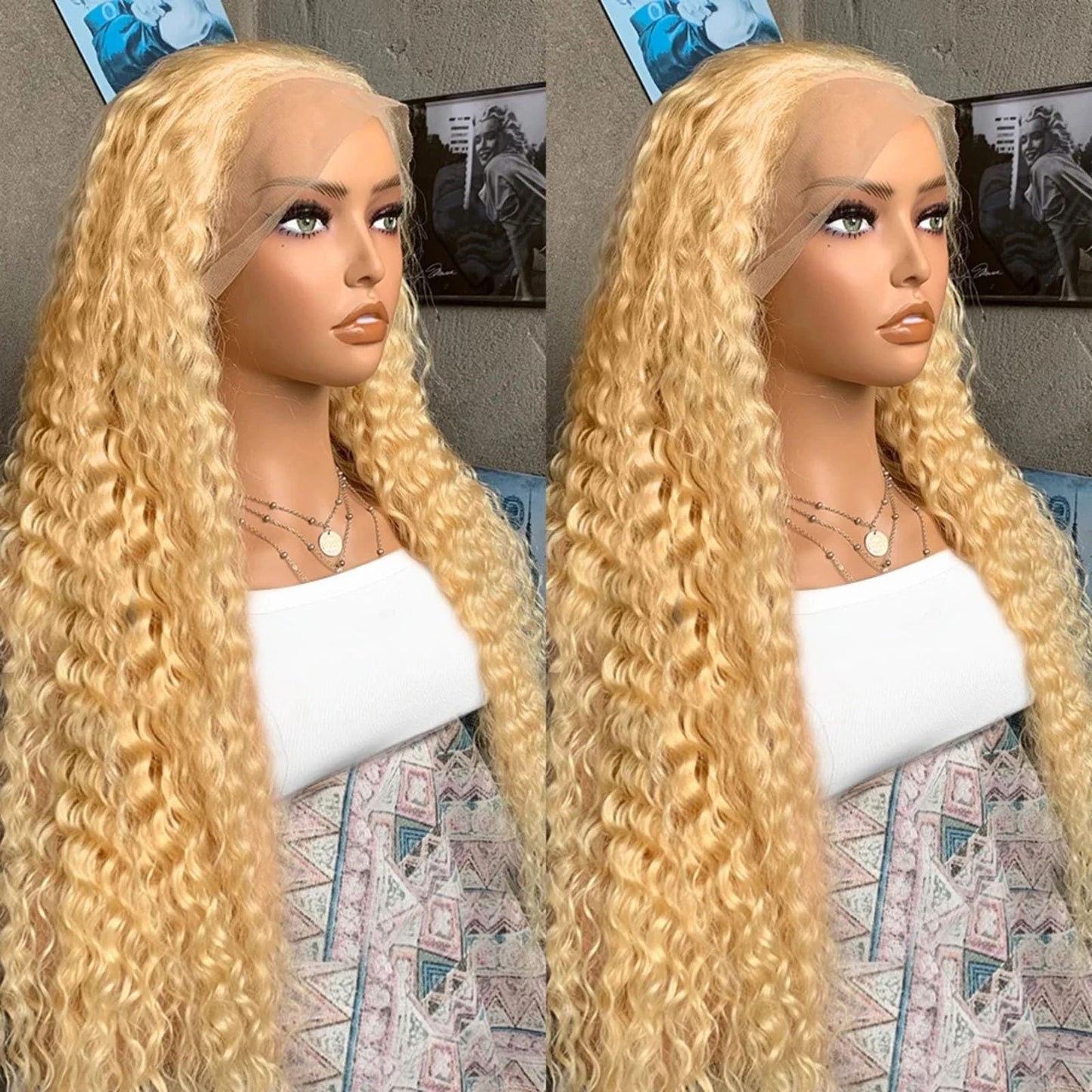 Habiliana 200% Density HD Blonde 613 Jerry Curly Wigs Human Hair Real Full Large Lace Space 4x4 Blonde 613 Jerry Curly Wigs Human Hair Pre Plucked For Black Women
