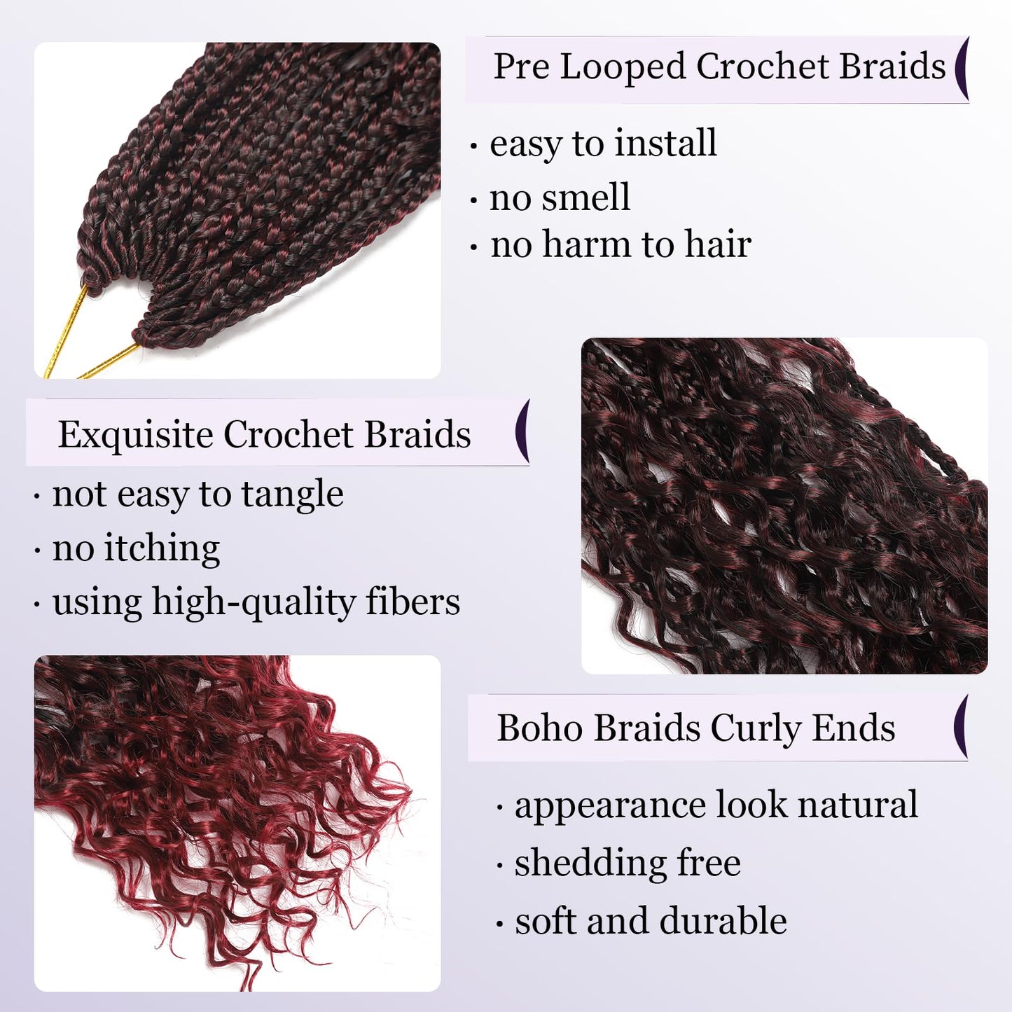 8 Packs Goddess Box Braids Crochet Hair for Black Women Hair 18 Inch Goddess Box Braids Crochet Hair Crochet Braids Crochet Hair for Black Women Crochet Box Braids With Curly Ends(18 Inch,TBug)