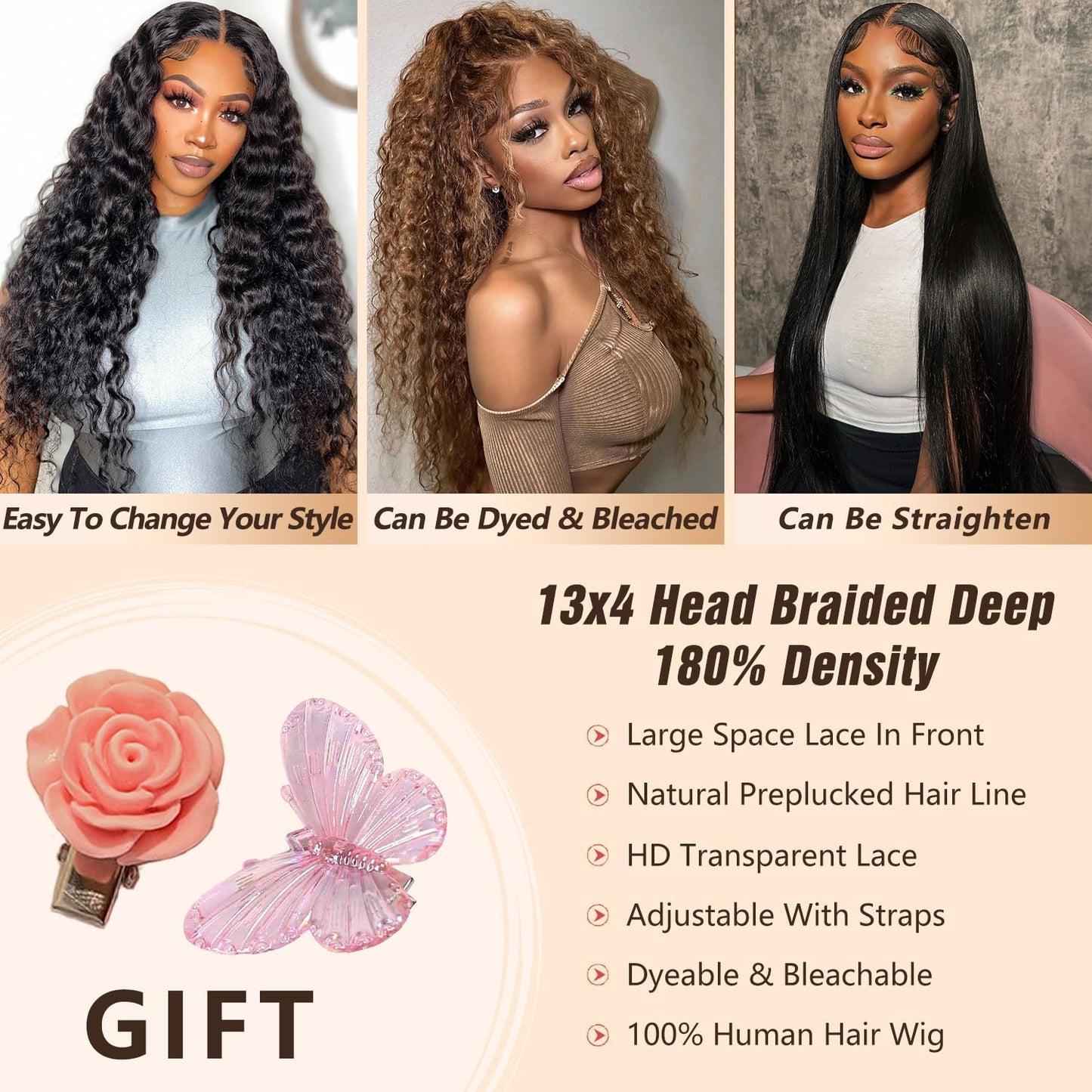 13x4 HD Lace Frontal Wig Human Hair Pre Braided Lace Front Wigs Deep Wave Lace Front Wigs Human Hair Braided Wigs for Black Women Human Hair 180 Density Lace Front Wigs Human Hair Curly 26 Inch