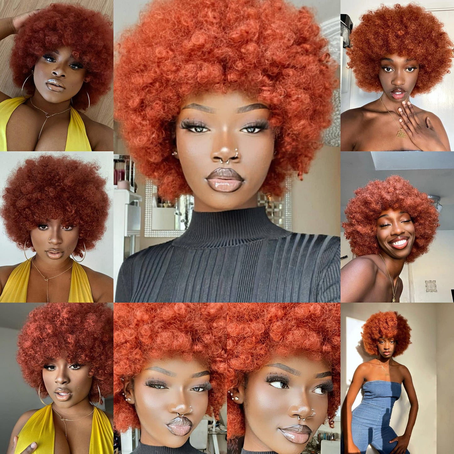 ANNISOUL Afro Wigs for Black Women Short Curly Afro Kinky Wig 70s Bouncy Huge Fluffy Puff Wigs Premium Synthetic for Cosplay and Daily