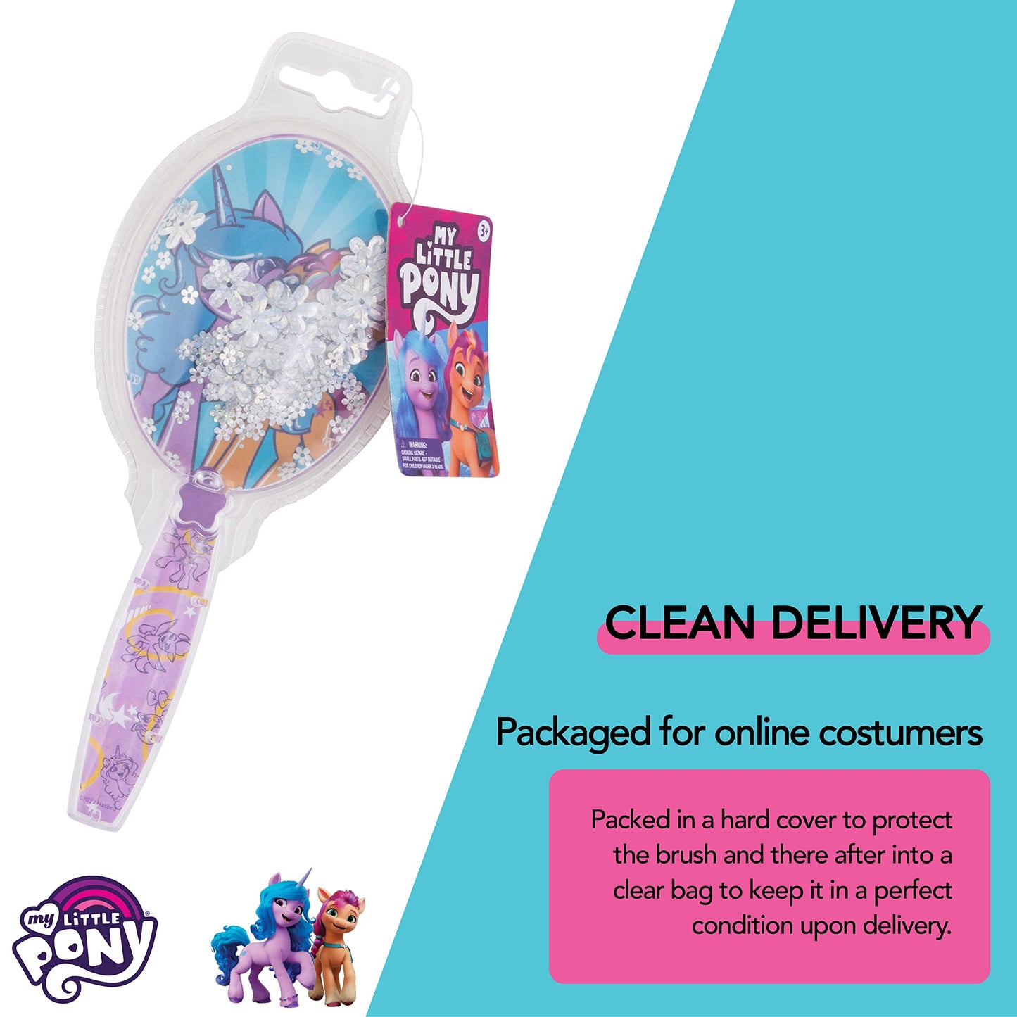 Hair Brush with Magical Sparkling Stars Confetti Hair Brush - Kids Hair Brush Ages 3+