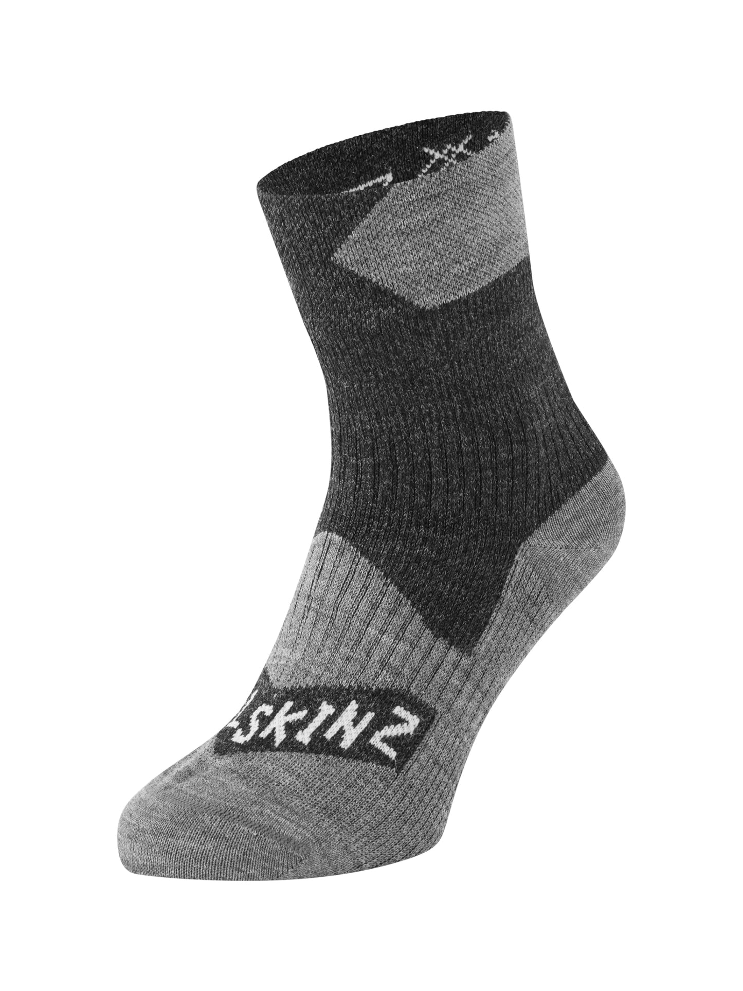 SEALSKINZ Bircham Unisex Waterproof All Weather Ankle Length Sock, Black/Grey Marl, L