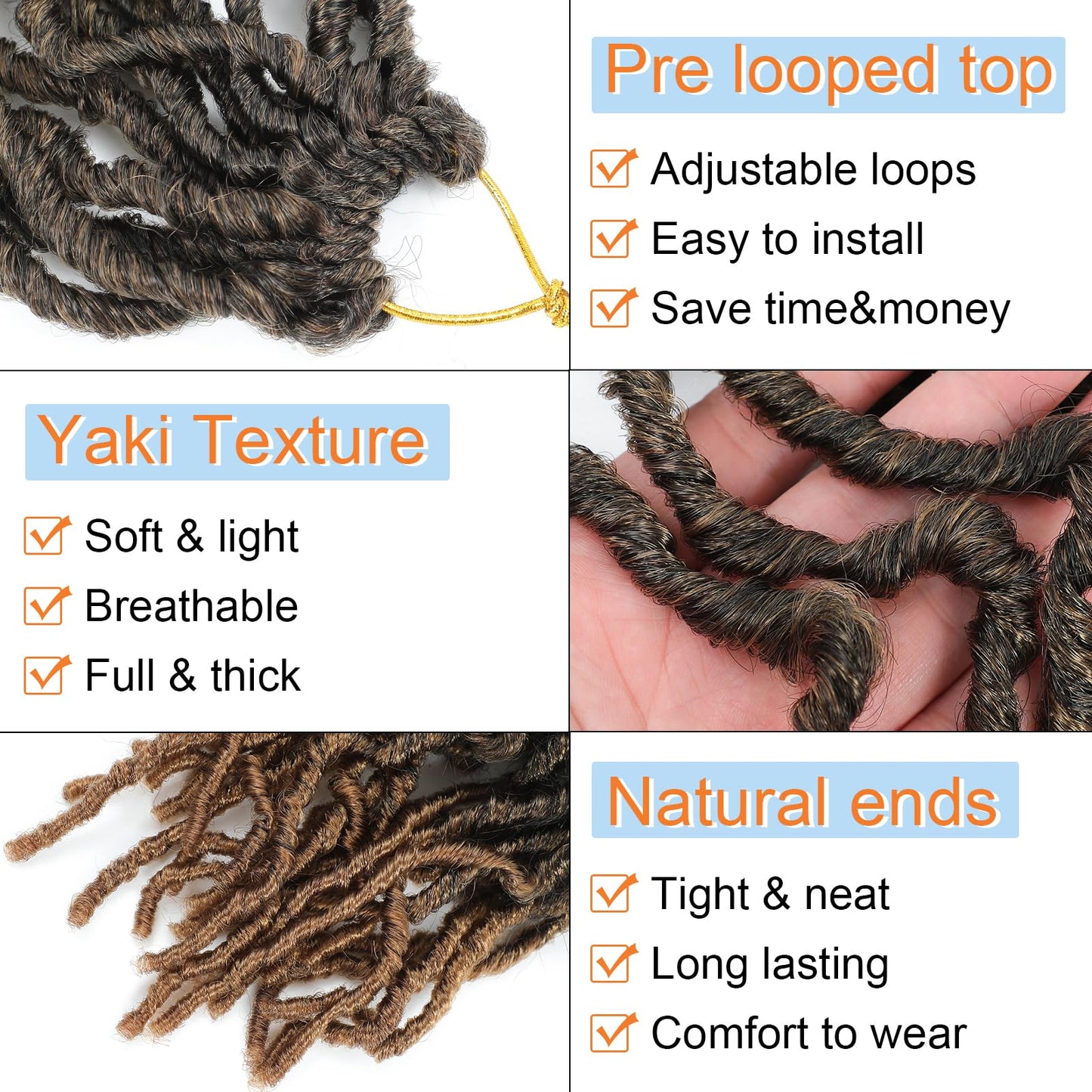 Faux Locs Crochet Hair 10 Inch 7 Packs Short Soft Locs Crochet Hair Pre Looped Crochet Locs for Black Women Butterfly Hair(10inch,7packs,1B/30)