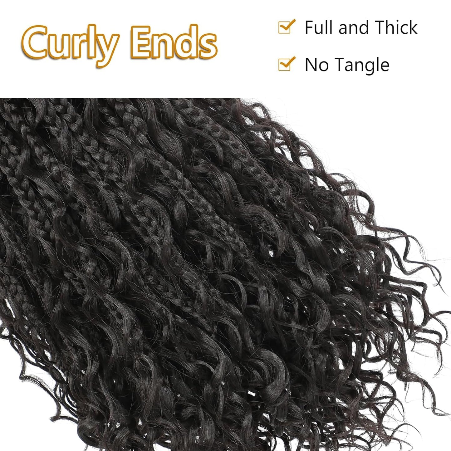 8 Packs Goddess Box Braids Crochet Hair-14 Inch Crochet Box Braids Pre-looped Boho Crochet Braids Hair Synthetic Braiding Hair Extensions Crochet Hair for Black Women(1B)