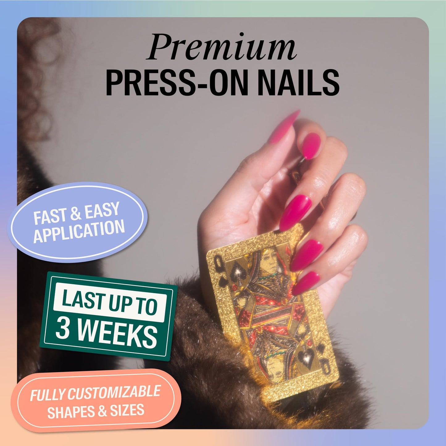 Chillhouse - Chill Tips, Press on Nails Kit - Luck Be a Lady (Long Almond) - 24 Nail Shapes & Sizes - Up to 3 Weeks Wear - Customizable Fit - Reusable - Latina Founded, Women Owned, Beauty, Self Care