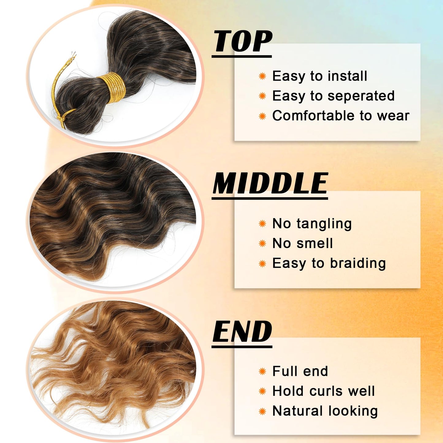 Eerya Ocean Wave Crochet Hair 18 Inch 6 Packs Deep Wave Crochet Hair for Black Women Synthetic Wavy Curly Braiding Hair for Boho Braids (18 inch,T1B/30)