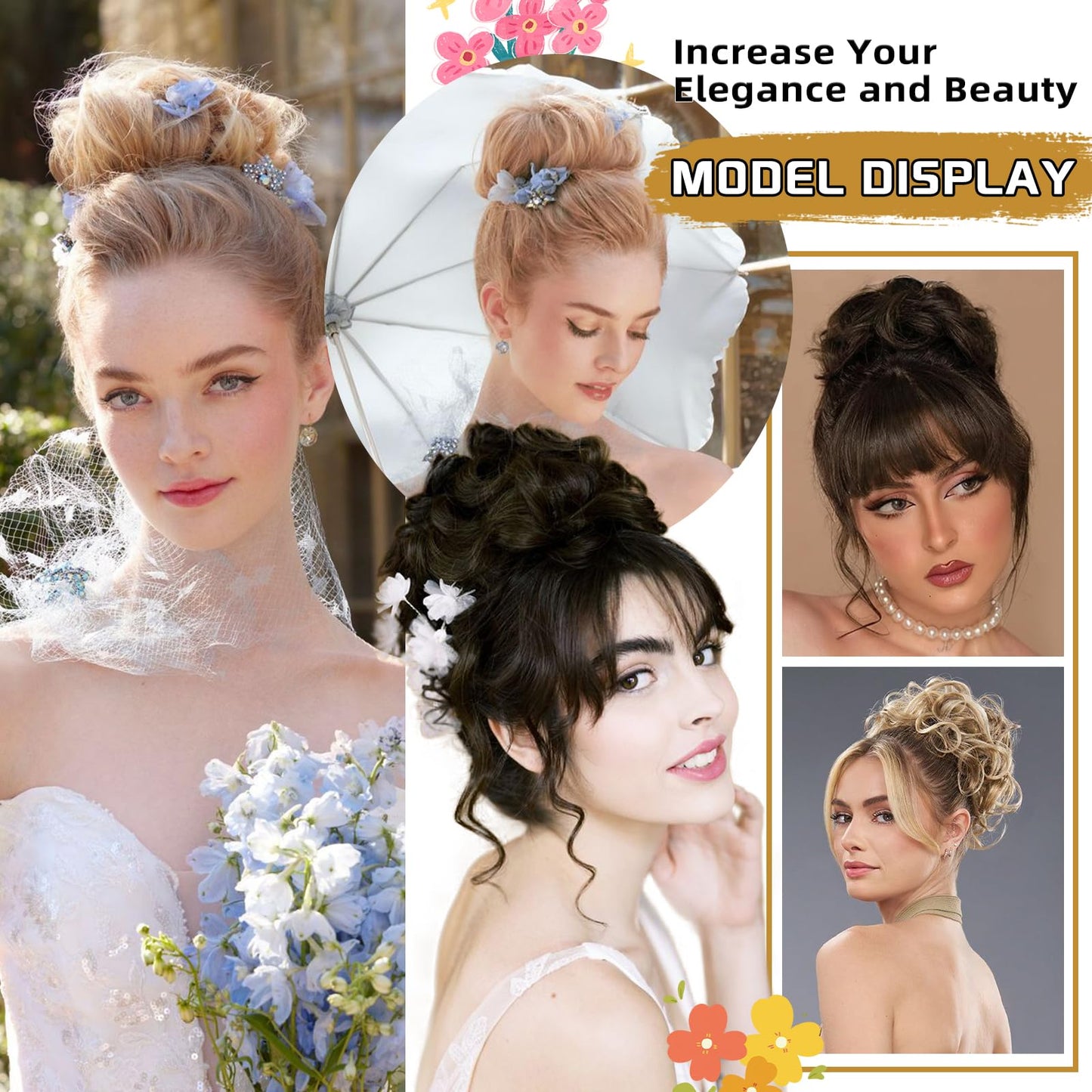 MORICA 1PCS Messy Hair Bun Hair Scrunchies Extension Curly Wavy Messy Bun Hair Synthetic Chignon Hairpieces for Women(BUG#)