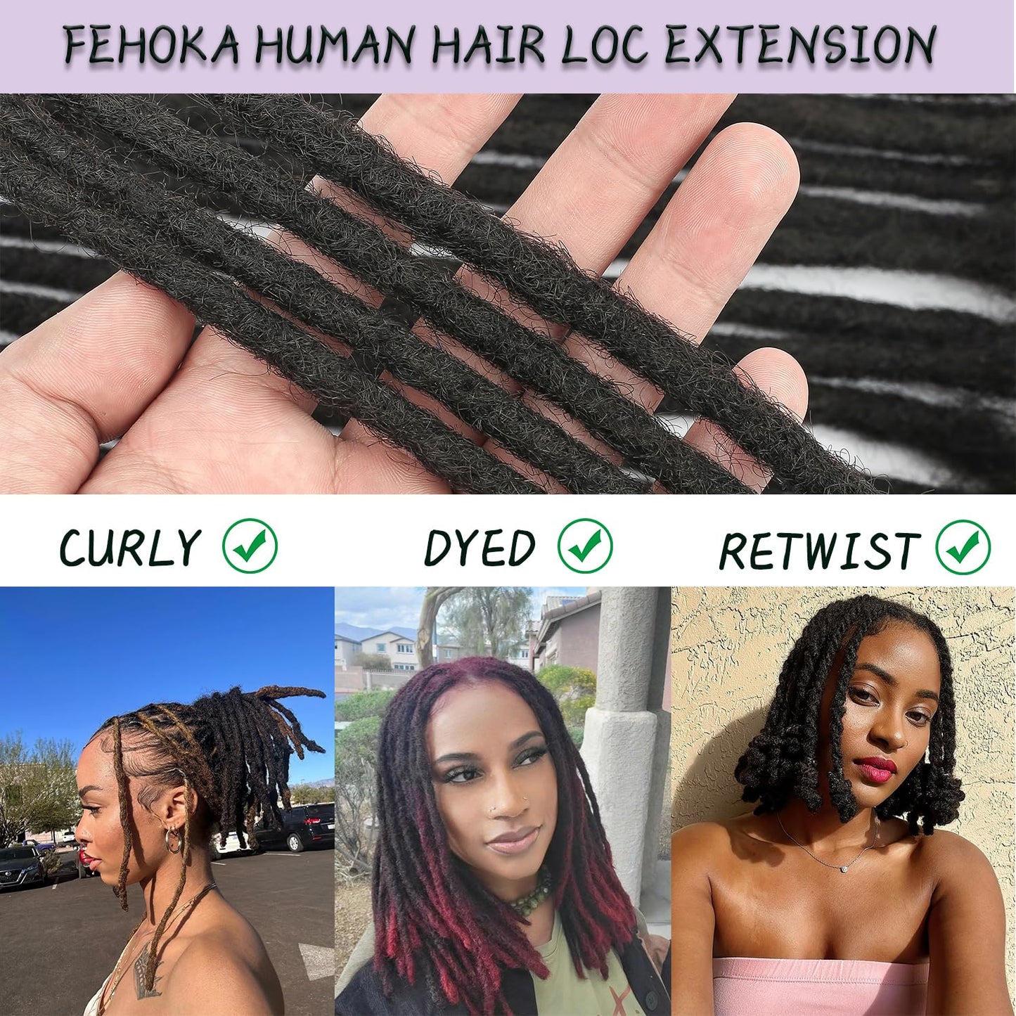 6 Inch 70 Strands Locs Extension Human Hair 0.4cm Dreadlock Extension Natural Black Human Hair Locs Full Handmade Permanent Dreadlock Extensions Can Be Dyed and Bleached for Women Men
