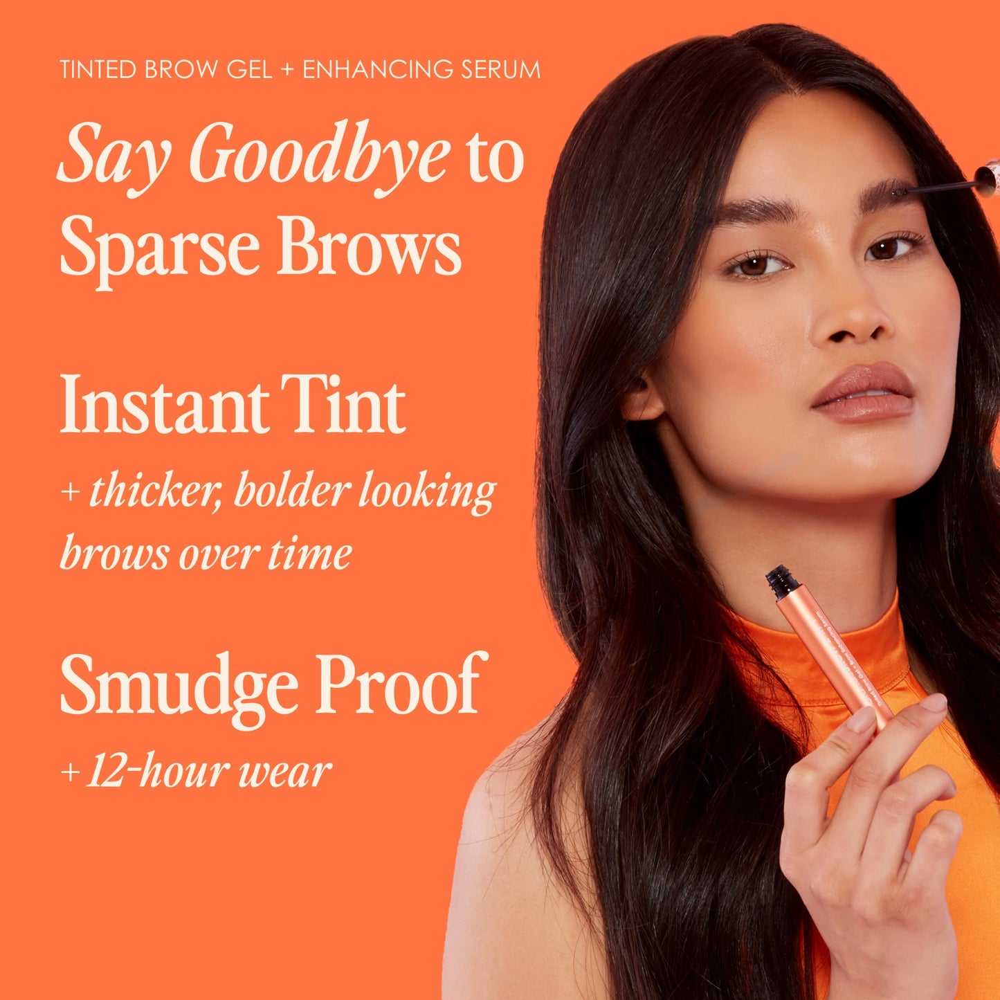 Grande Cosmetics 2-in-1 Tinted Brow Gel + Brow Enhancing Serum, Thick & Darker Brows, Shape & Fill Brows Effortlessly, Taupe, Travel Size