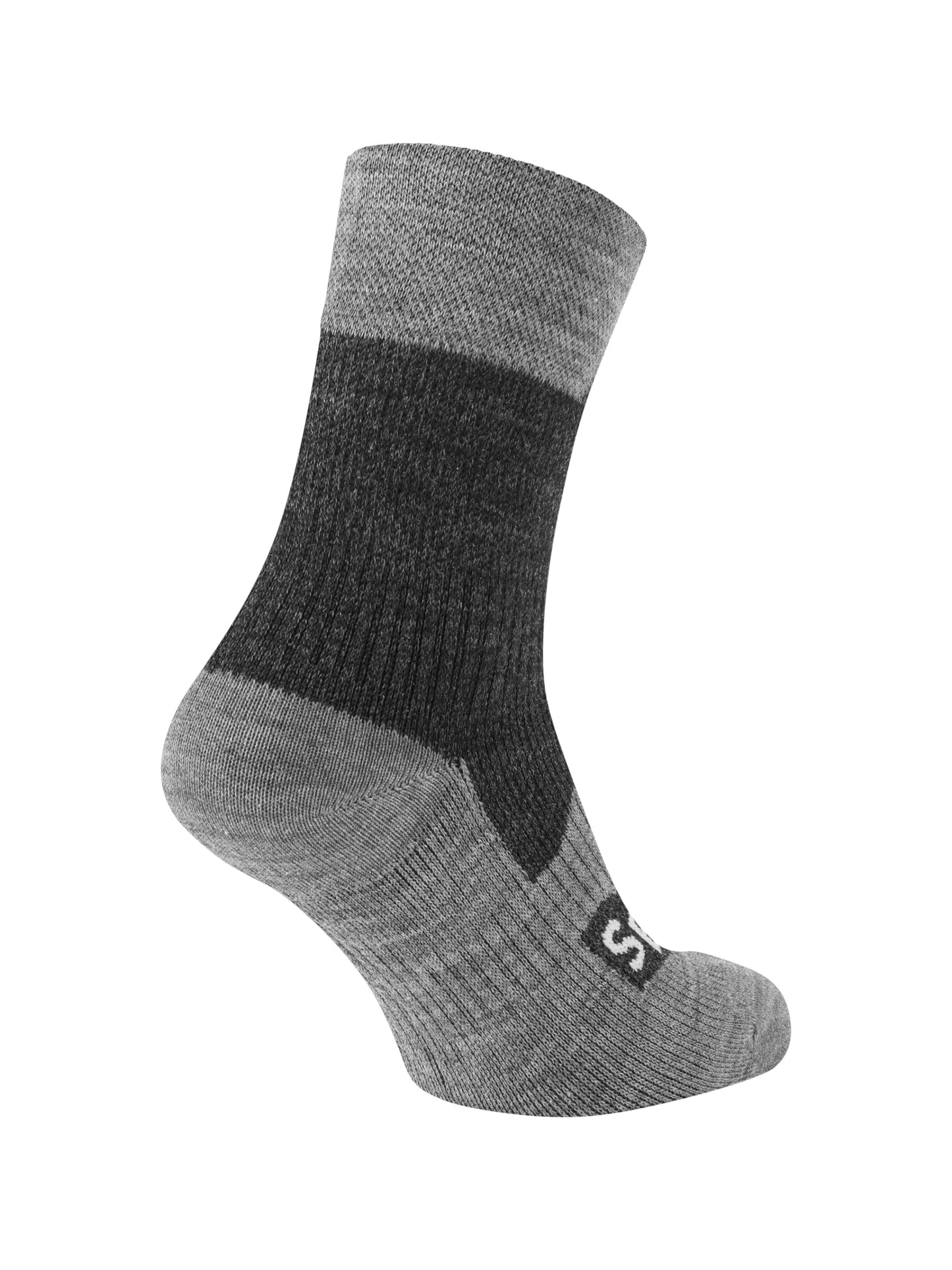SEALSKINZ Bircham Unisex Waterproof All Weather Ankle Length Sock, Black/Grey Marl, L