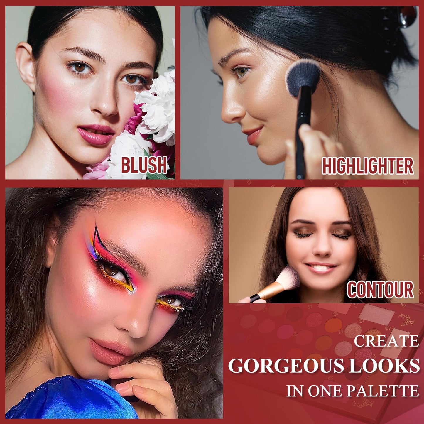 UCANBE Eyeshadow Makeup Palette, 36 Color Matte Shimmer Glitter Eye Shadow Highlighter Contour Blush Powder, High Pigmented Long Lasting Waterproof Pallet for Weddings, Celebrations & Daily Use