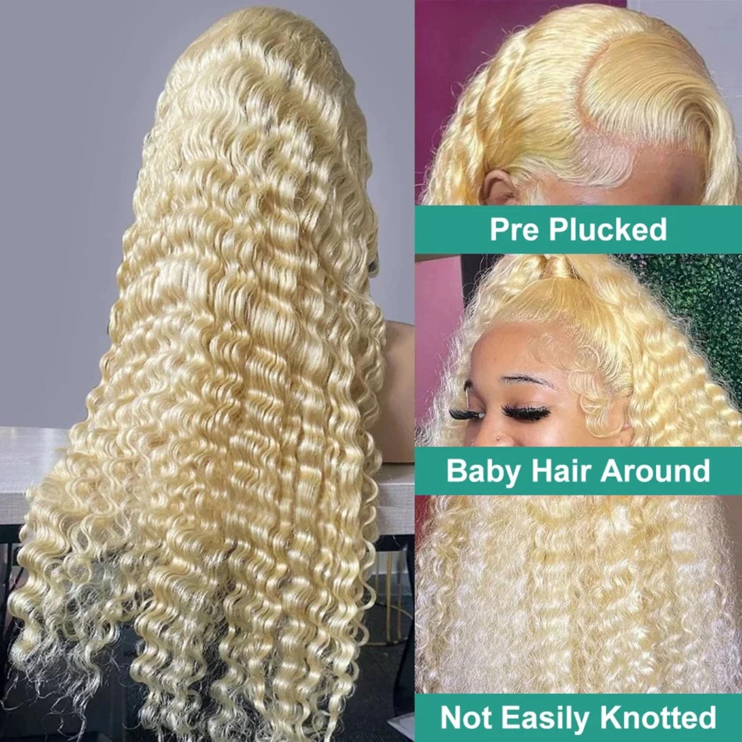 Habiliana 200% Density HD Blonde 613 Jerry Curly Wigs Human Hair Real Full Large Lace Space 4x4 Blonde 613 Jerry Curly Wigs Human Hair Pre Plucked For Black Women