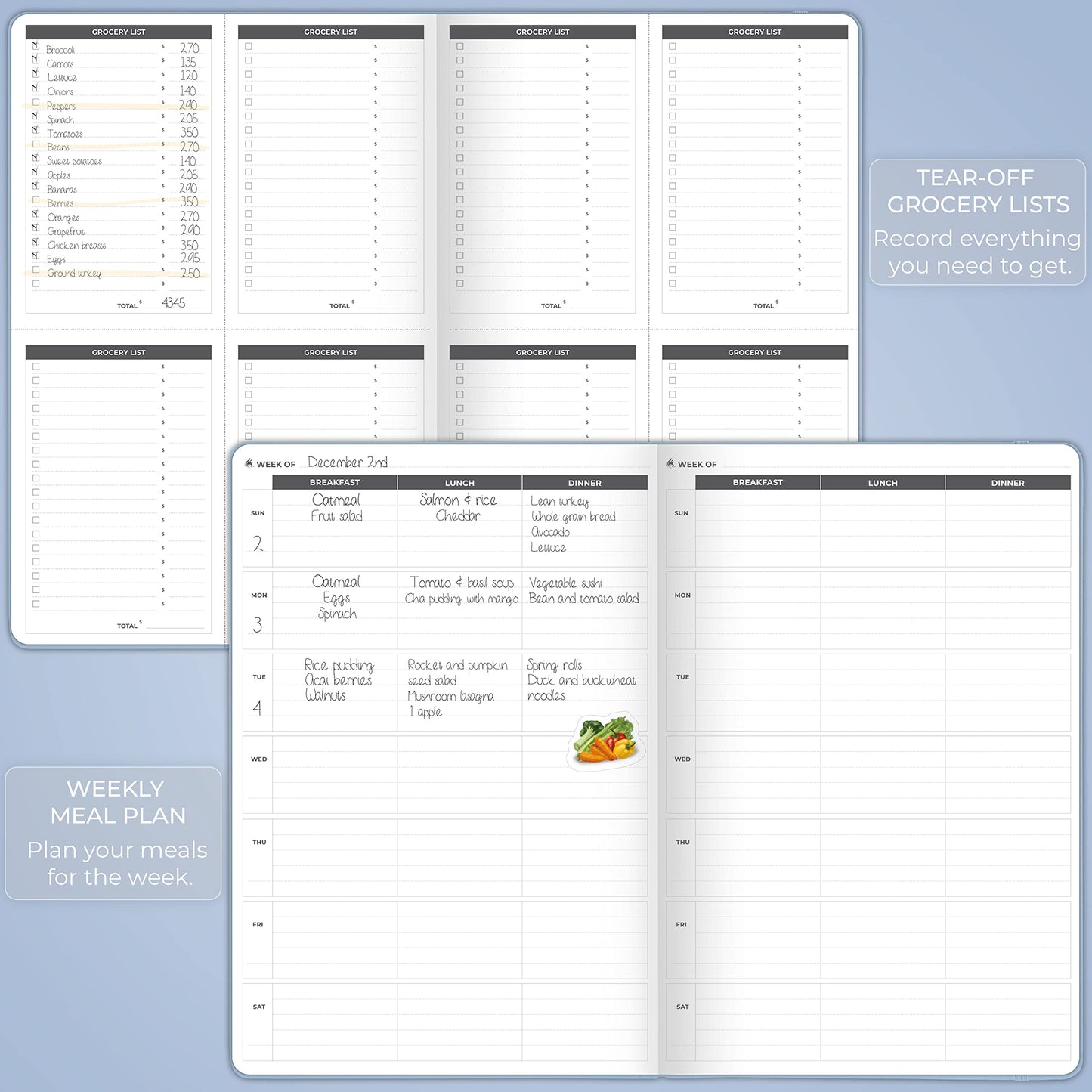 Clever Fox Fitness Journal PRO – Daily Workout Planner with Meal Planner & Habit Tracker – Gym Exercise Log Book for Women & Men – Fitness Planner Notebook – Lasts 6 Months, 7x10” - Light Blue