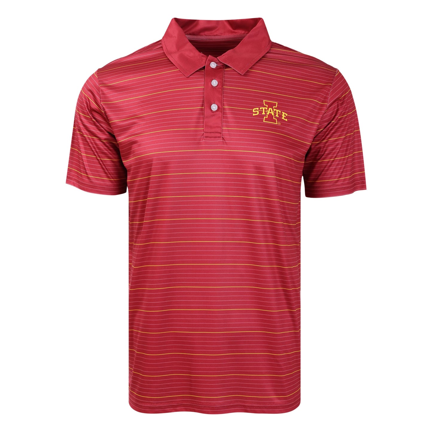 FOCO NCAA College Team Logo Polo Short Sleeve Shirt, Striped Polyester, Medium