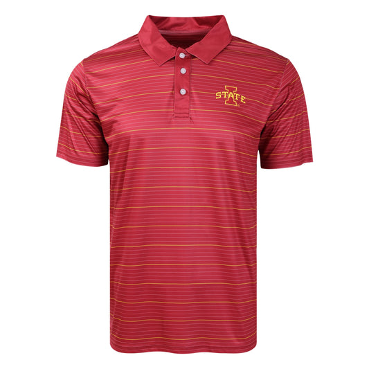 FOCO NCAA College Team Logo Polo Short Sleeve Shirt, Striped Polyester, Medium
