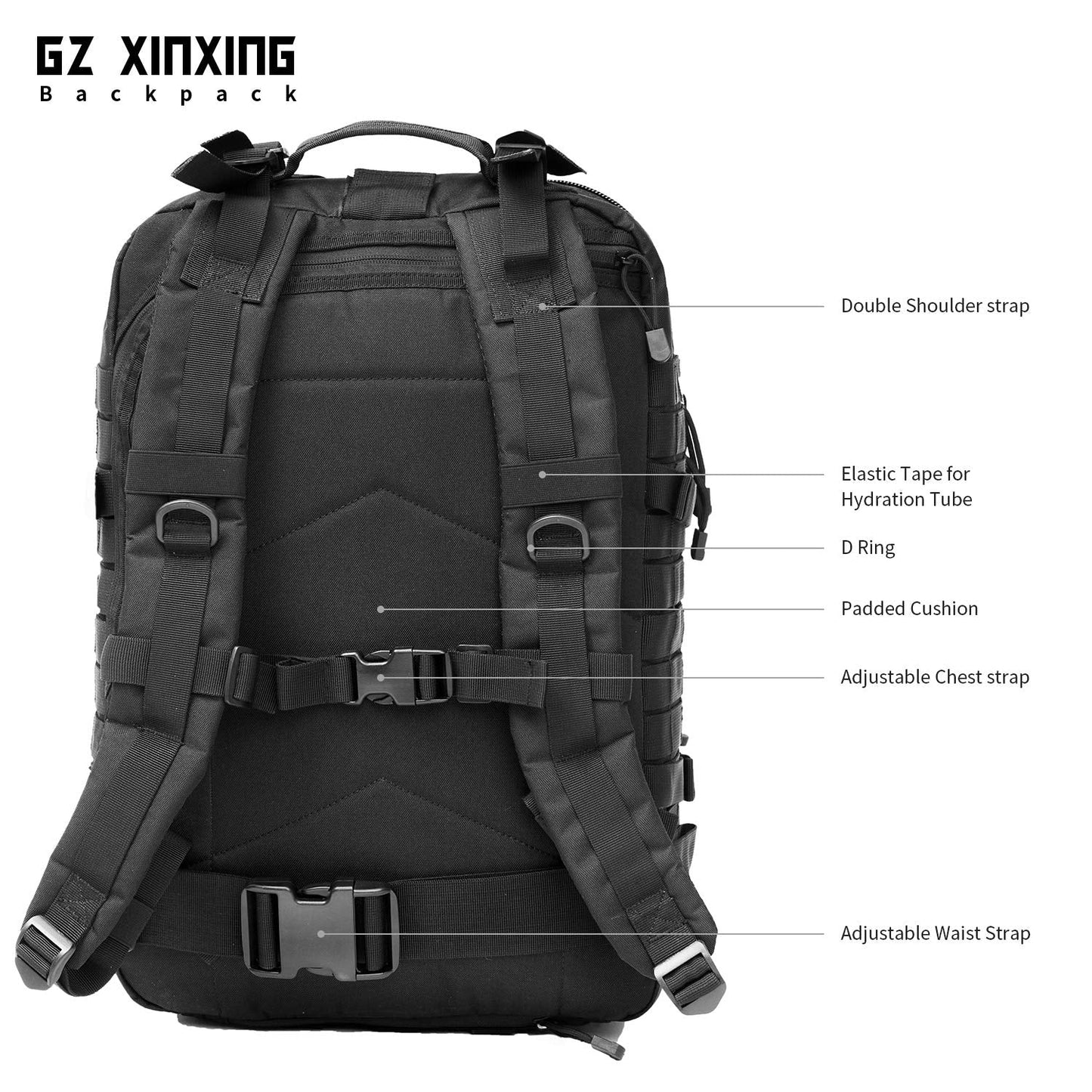 GZ XINXING 45L Large 3 Day Molle Assault Pack Military Tactical Army Backpack Bug Out Bag Rucksack Daypack