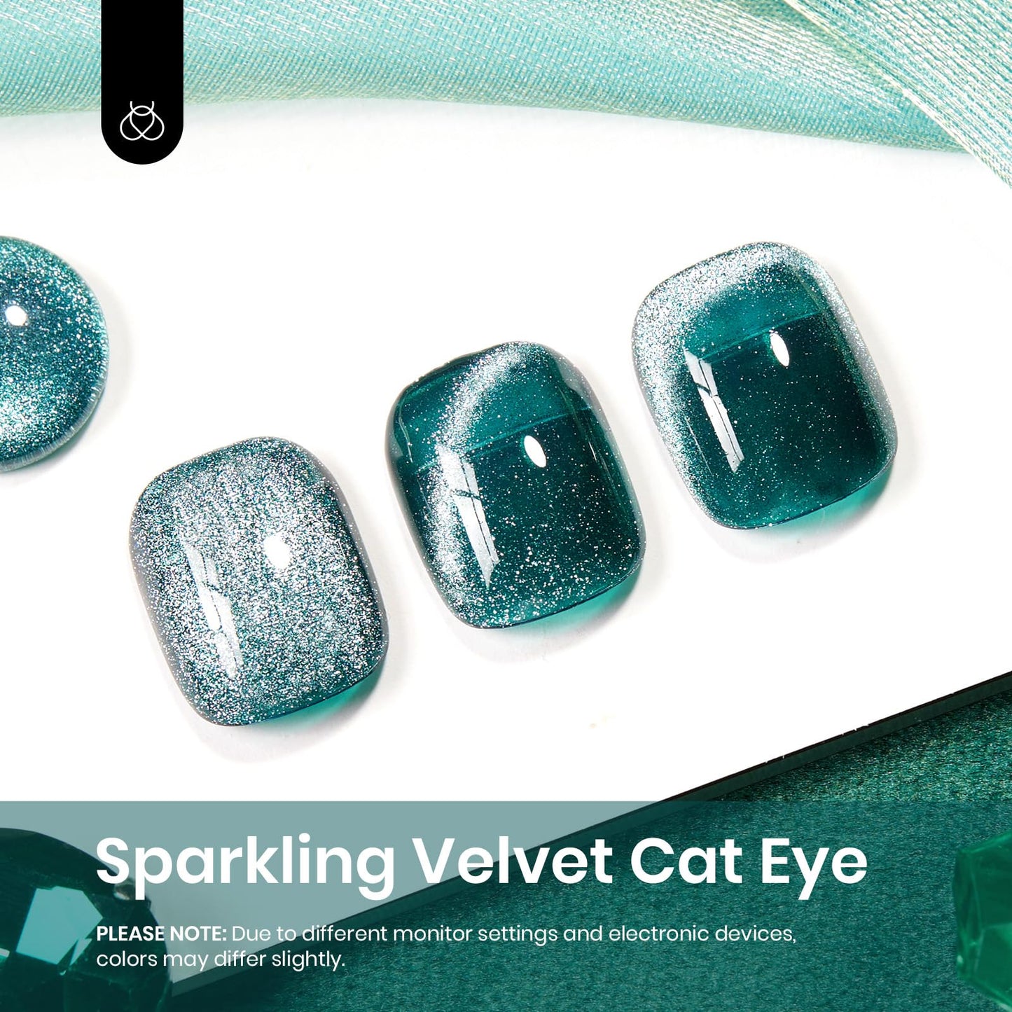 Beetles Green Cat Eye Gel Nail Polish, 15ml Glitter Gel Polish with Magnet Shimmer Green Velvet Soak Off UV LED Nail Lamp Nail Art DIY Home Manicure Design Gift for Women