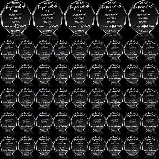 Huquary Employee Appreciation Awards for Coworker Acrylic Thank You Gift Employee of The Month May You Be Proud of The Work You Do Keepsake for Retirement Farewell(50 Pcs,Octagon 3)