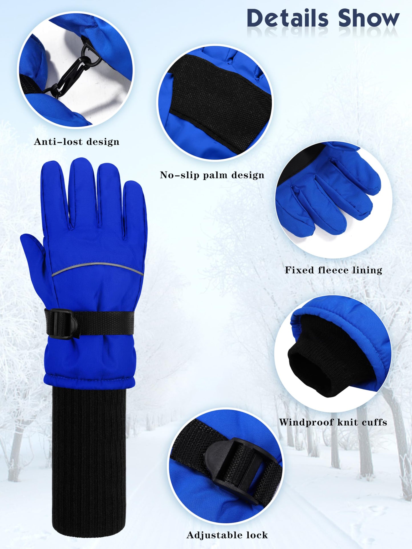 Cooraby 2 Pack Long Kids Winter Ski Gloves Waterproof Warm Snow Gloves Thick Unisex Mitten Gloves for Girls Boys