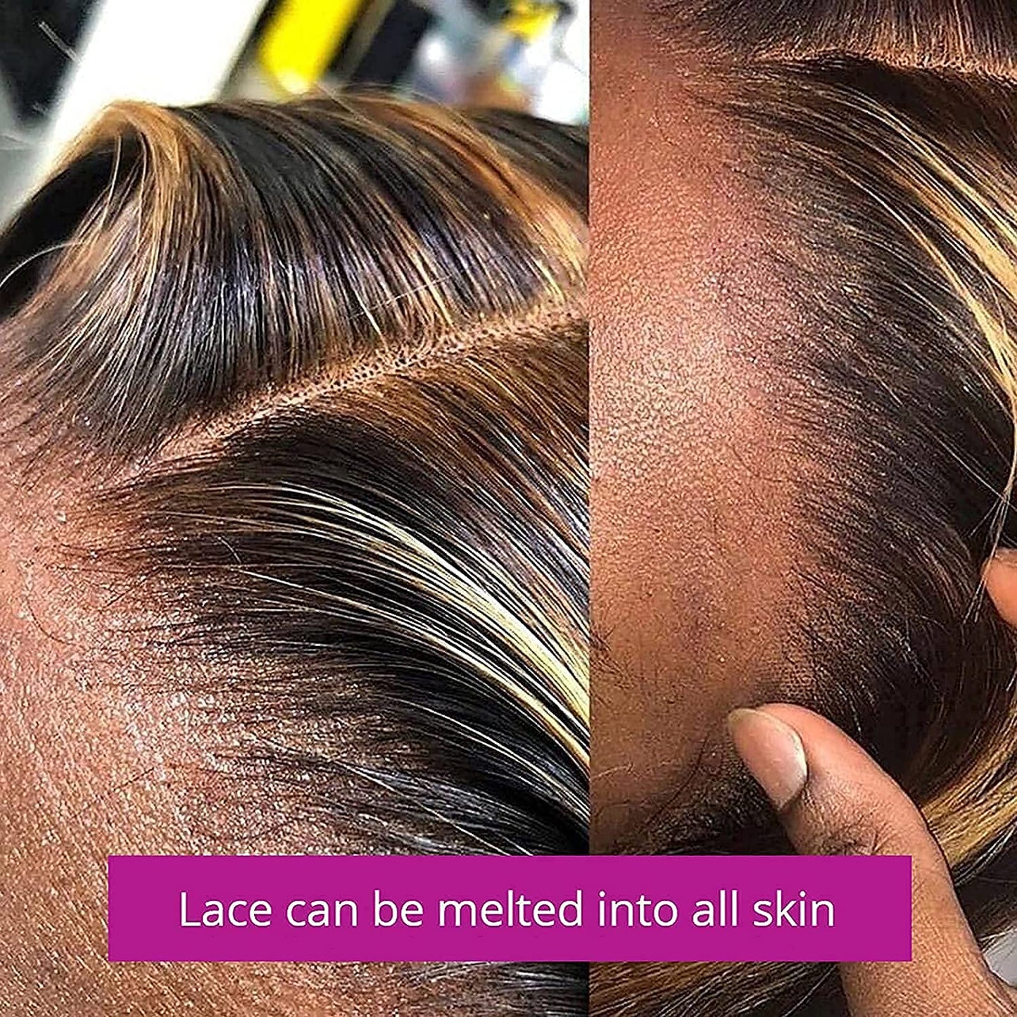 haha Body Wave Ombre Lace Closure Wig Human Hair 1B/30 Brown Highlight Lace Front Wig 4x4 Honey Blonde Highlight Wig Human Hair Glueless Pre Plucked Bleached Knots 150% Density Balayage 14 Inch