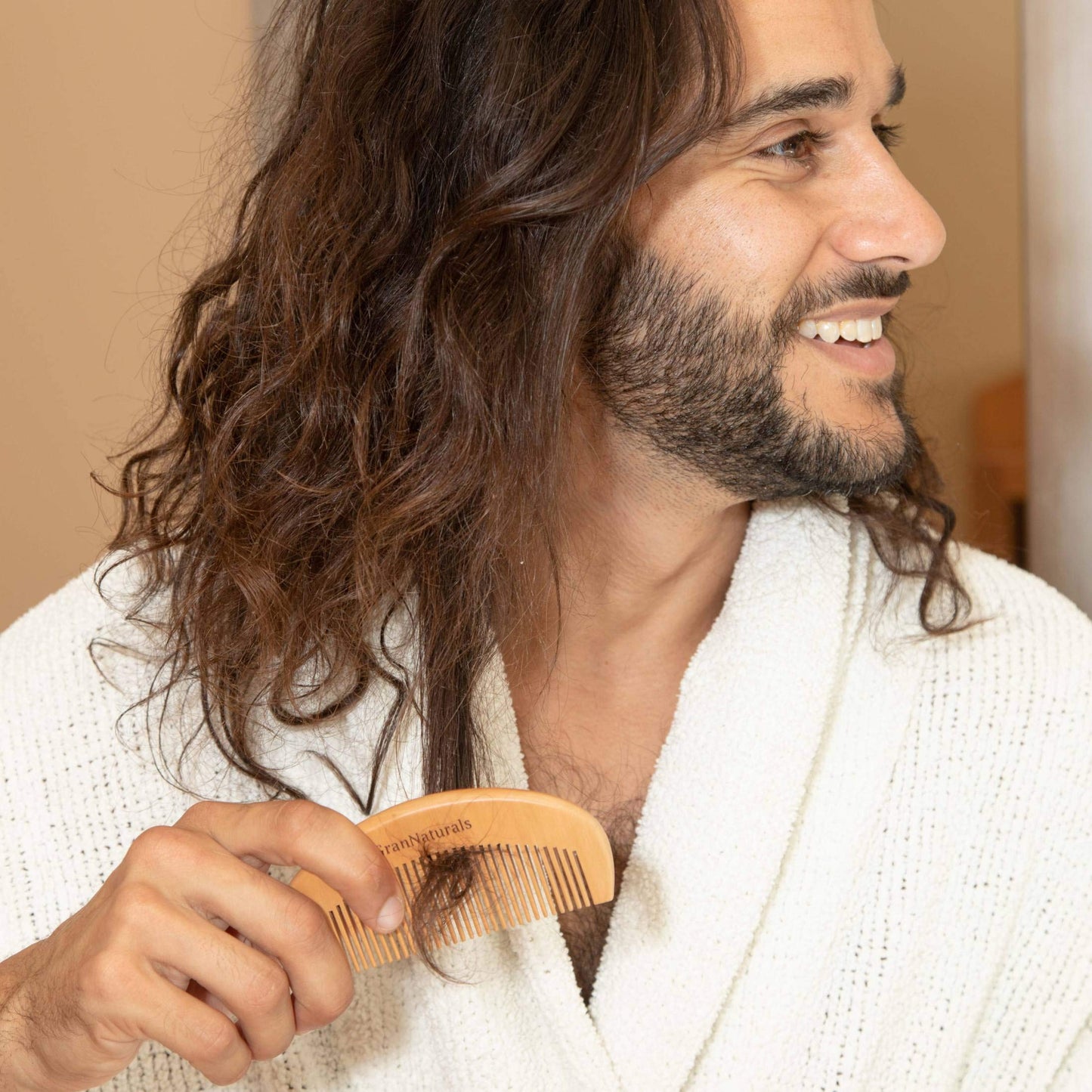 GranNaturals Wooden Comb for Detangling & Styling Wet or Dry Hair - Small Pocket Sized Fine Tooth Natural Wood for Curly, Thin, Thick, Wavy, or Straight Hair - Women's Birthing & Labor