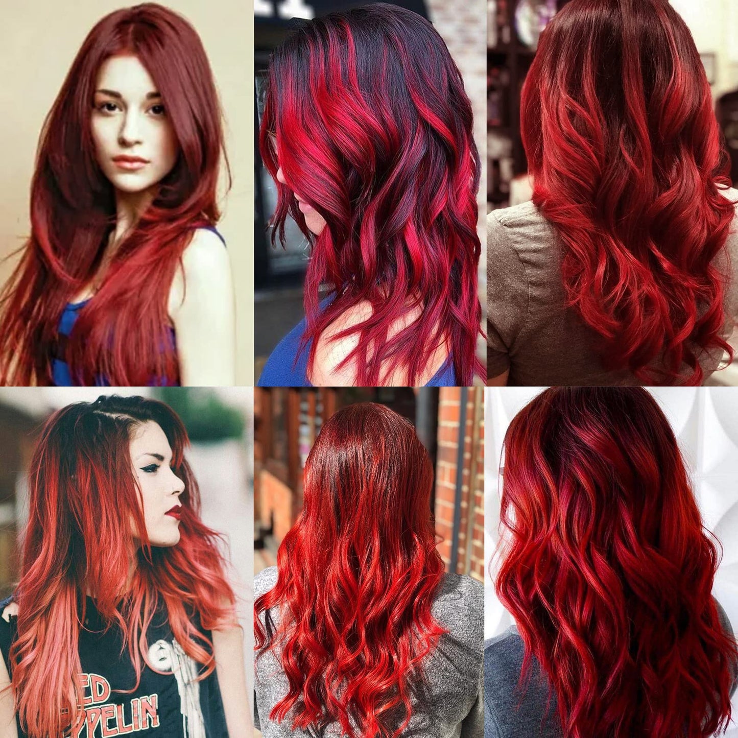 12PCS Colored Red Hair Extensions Straight Multicolor Clip in Hair Extensions Colorful 20 Inch Rainbow Hair Extensions for Kids Women's Gifts Halloween Christmas Party Highlights (12pcs Red)
