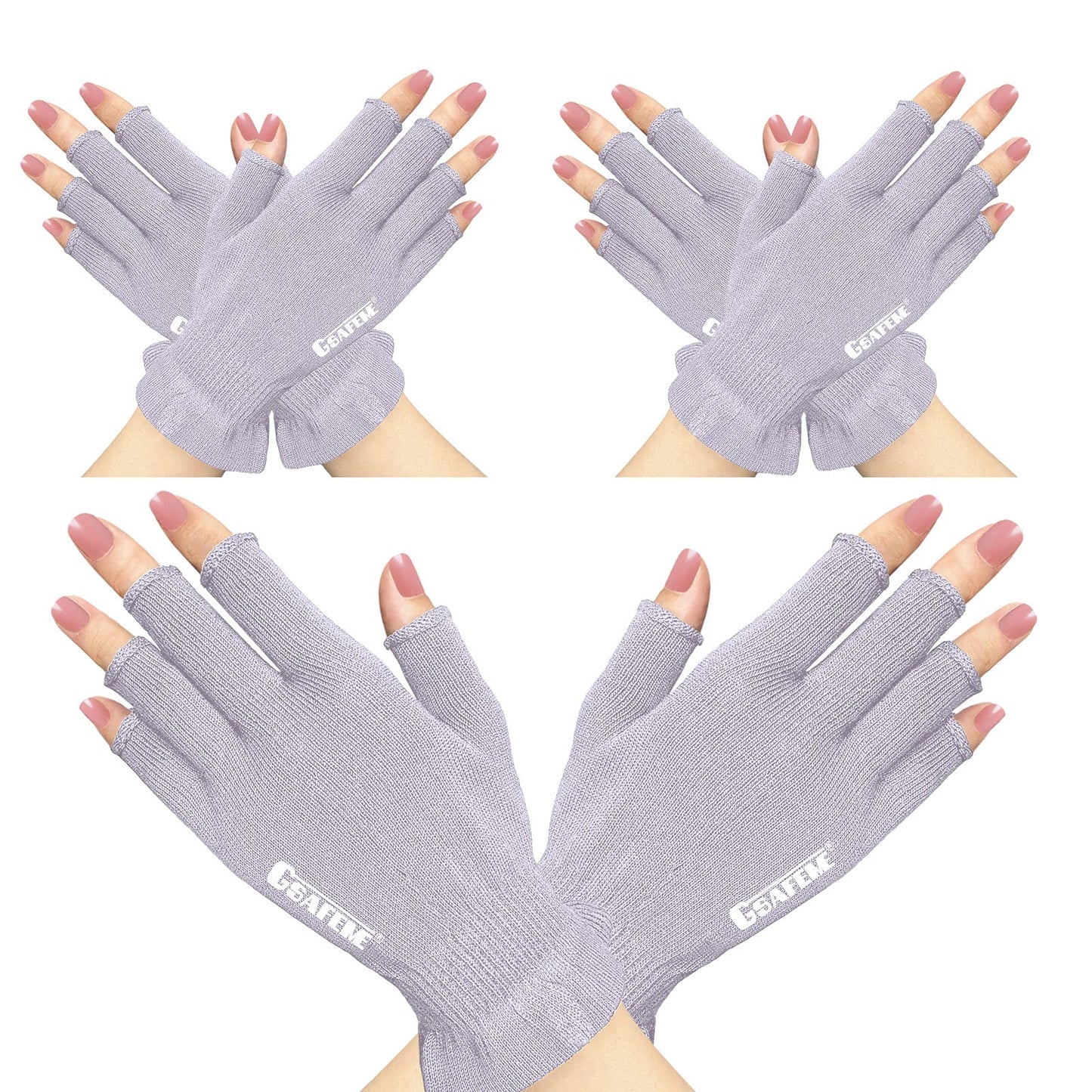 GSAFEME Cotton Gloves for Dry Hands - Fingerless Touchscreen Moisturizing Gloves for Sleeping - Cotton Eczema Gloves for Men and Women, Purple S/M 3 Pairs