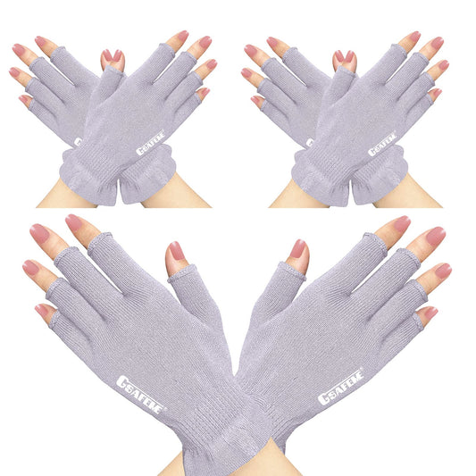 GSAFEME Cotton Gloves for Dry Hands - Fingerless Touchscreen Moisturizing Gloves for Sleeping - Cotton Eczema Gloves for Men and Women, Purple S/M 3 Pairs