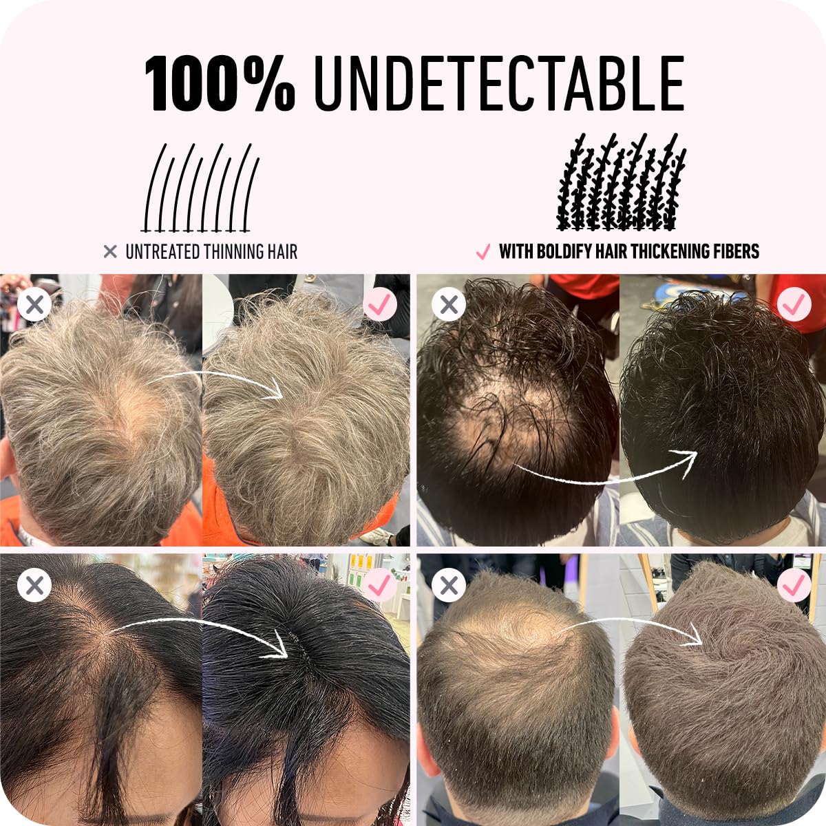 BOLDIFY Hair Fibers (12g) - Fill In Thinning and Fine Hair for an Instantly Fuller, Thicker Look - 14 Shades for Women & Men - Black