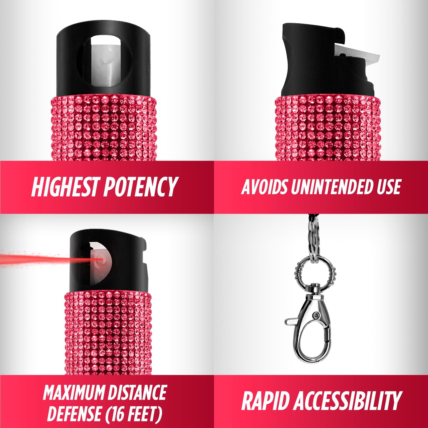 Guard Dog Security Bling it On Pepper Spray, Keychain with Safety Twist Top, Mini and Easy Carry, Lightweight and Fashionable, Maximum Police Strength OC Spray, 16 Feet Range, 0.5 fl oz