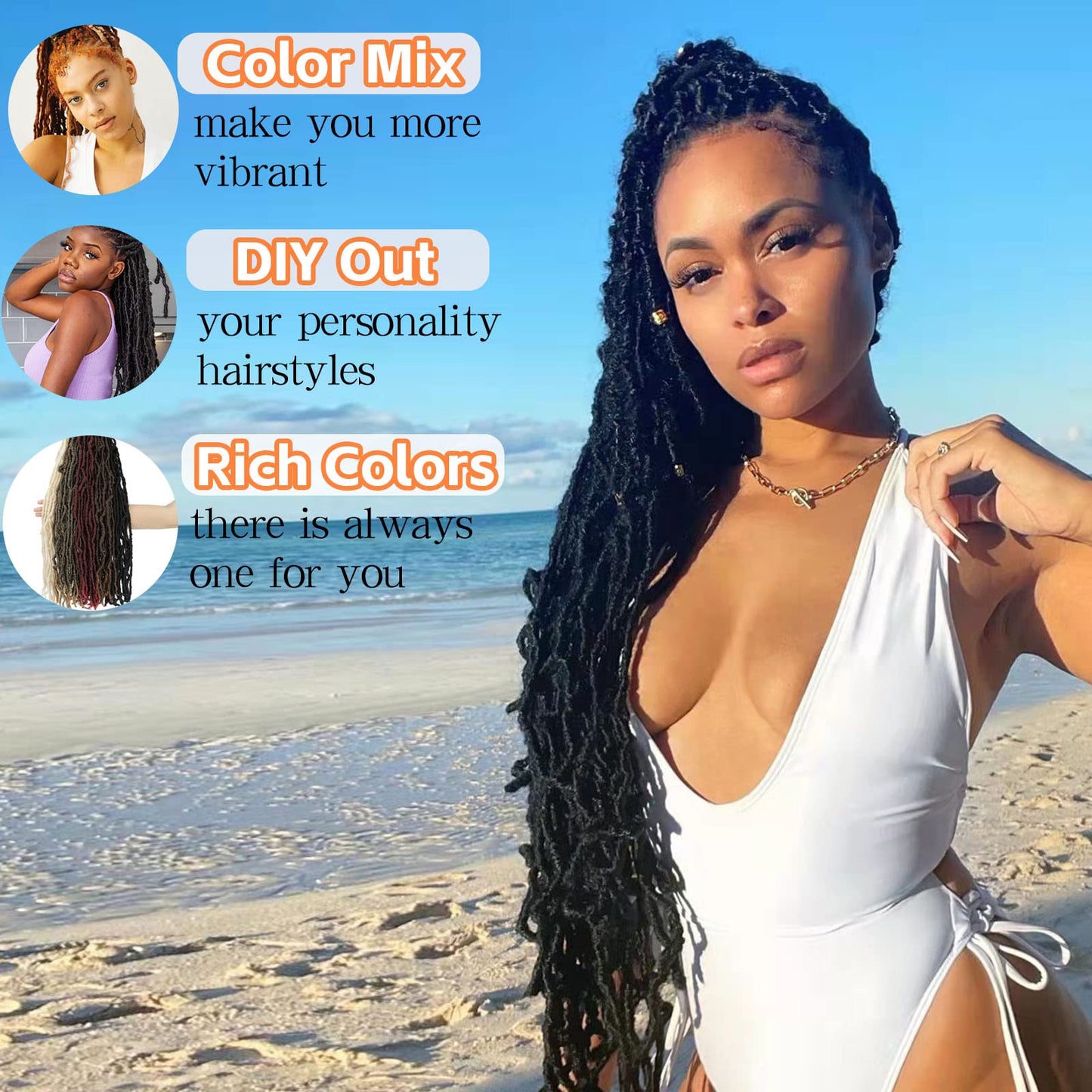 Soft Locs Crochet Hair 22 Inch 7 Packs Pre Looped Faux Locs Crochet Hair For Black Women Butterfly Faux Locs Hair Curly Crochet Loc Extensions(22inch, 7 Packs, 4#)
