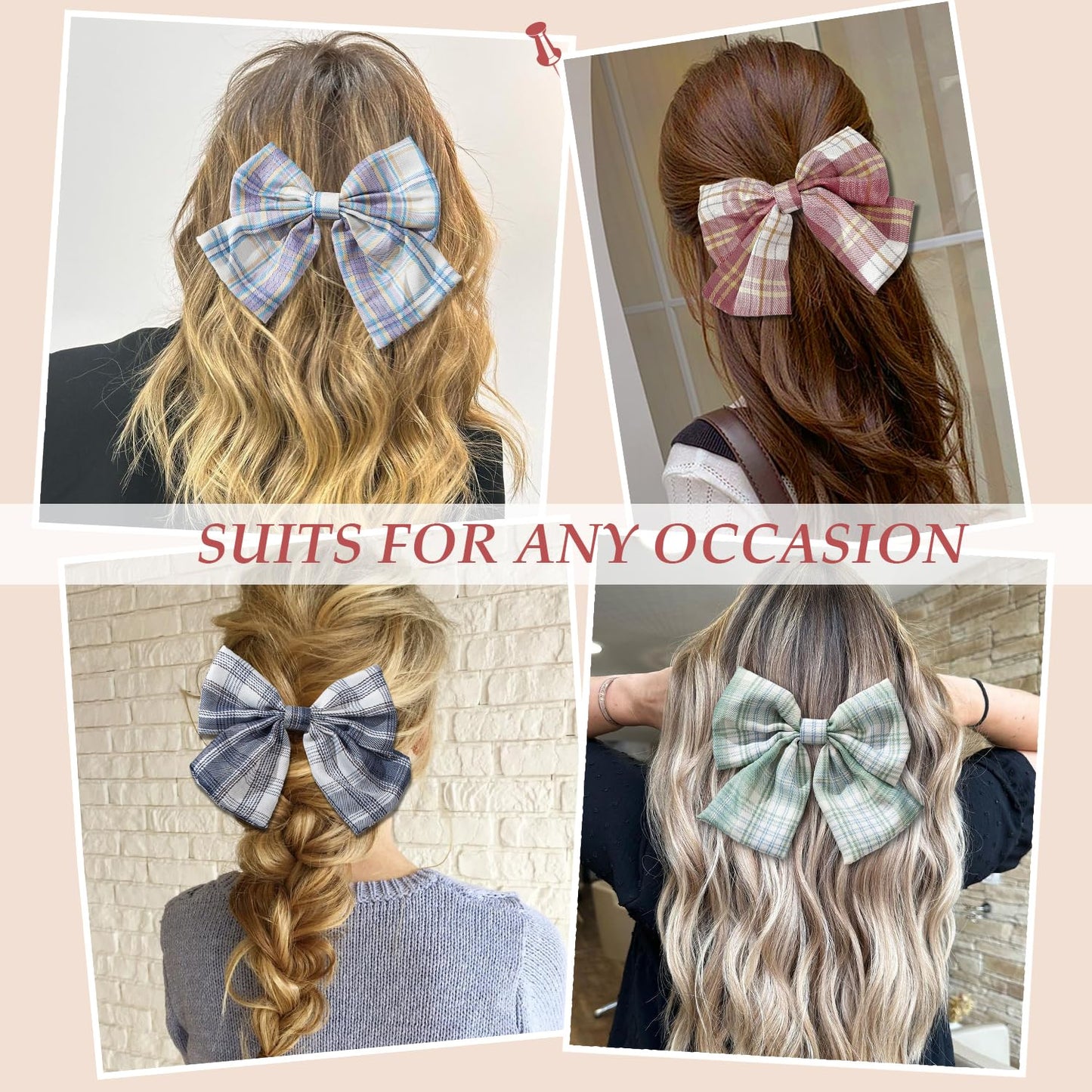8 PCS Hair Bows for Women Girls,Hair Bows,Bow-knot Hair Clips for Women Thick Hair & Thin Hair,Big Bows Hair Clips,Nonslip Bows Claw Clips for Women