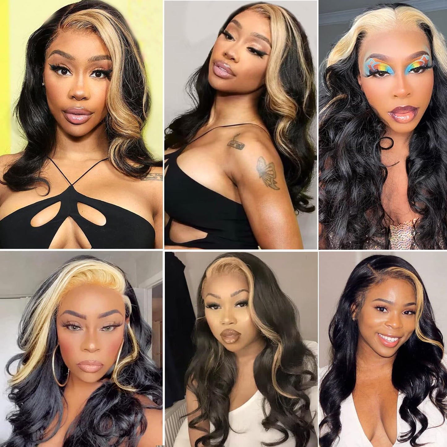 haha Honey Blonde Highlight Lace Front Wig Human Hair 1B/27 Black Light Brown Skunk Stripe Human Hair Wig Lace Front Pre Plucked 13x4 Glueless Body Wave Lace Frontal Wig 32 Inch 180% Density
