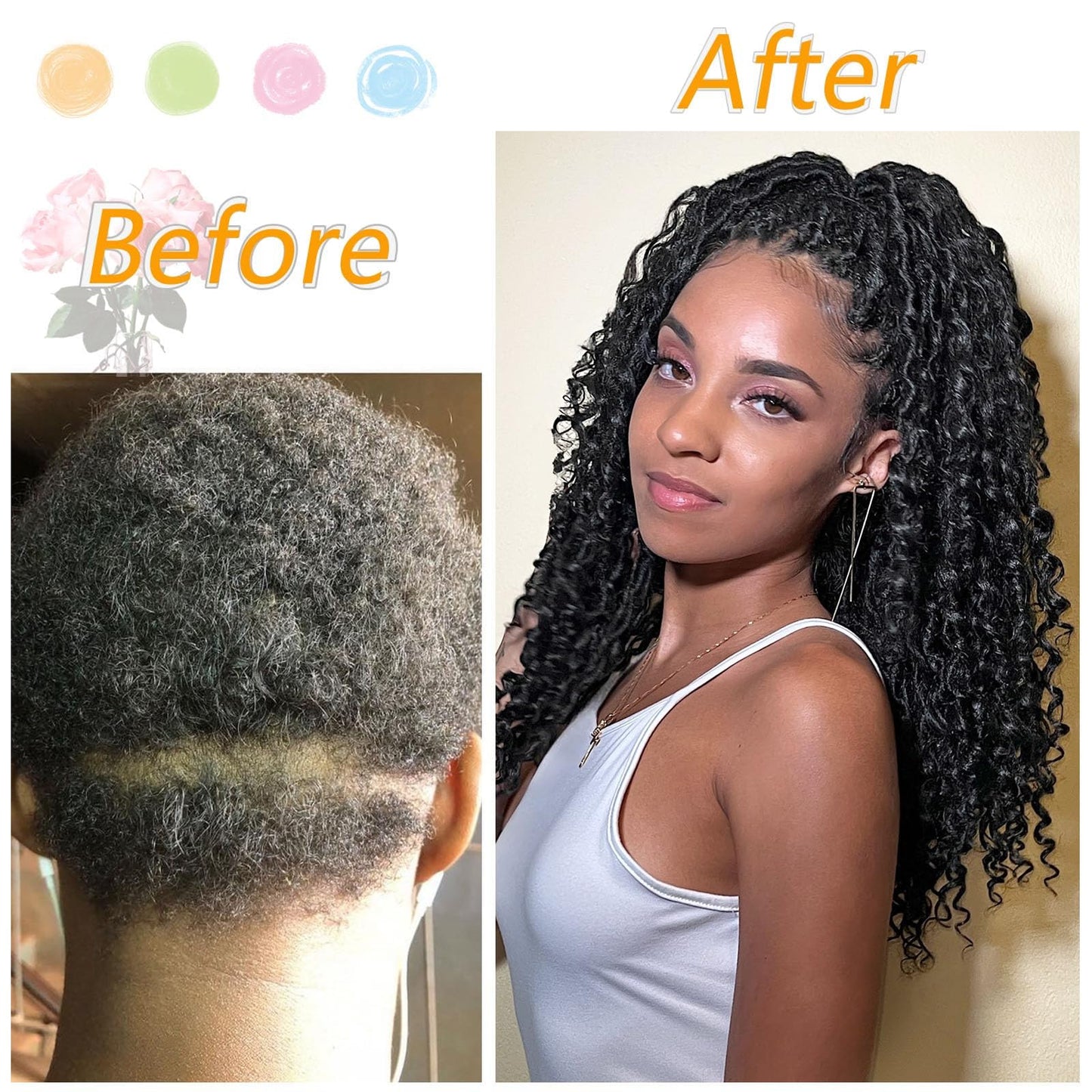 Col Bling Goddess Locs Crochet Hair 14 Inch 8 Packs Faux Locs Crochet Hair for Women Pre Looped Crochet Boho Goddess Faux Locs Crotchet Hair with Curly Ends #2